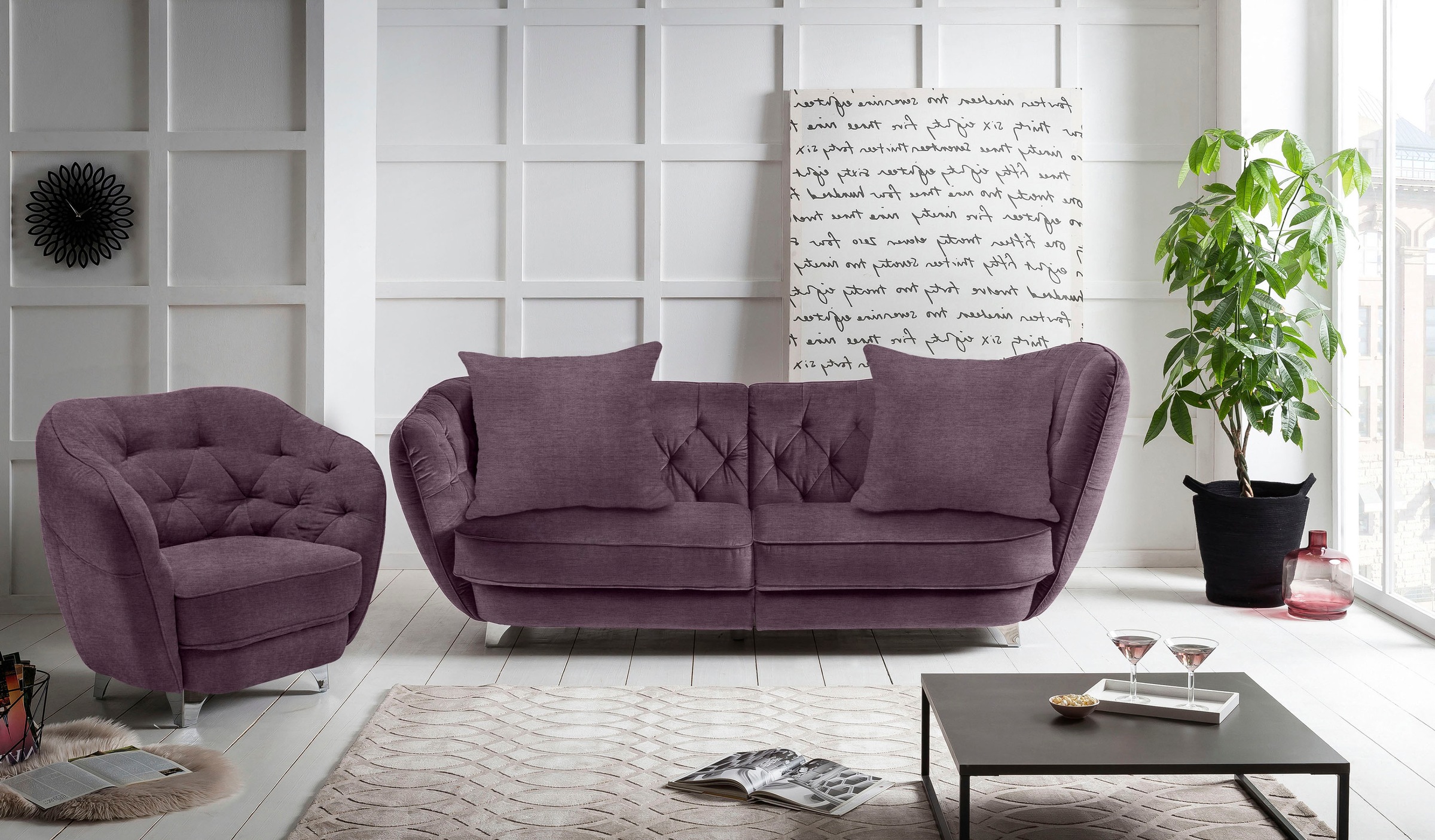 Leonique Big-Sofa »Retro«, stylischer Hochlehner