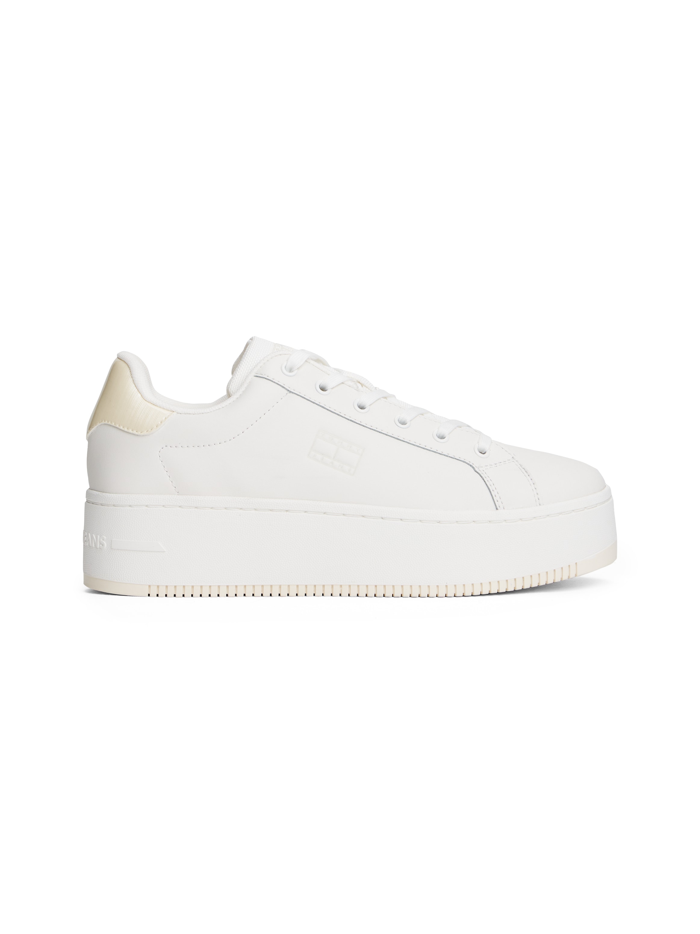 Tommy Jeans Plateausneaker »TJW FLATFORM PEARLIZED SNEAKER«  , Freizeitschuh, Halbschuh, Schnürschuh mit weichem Schaftrand