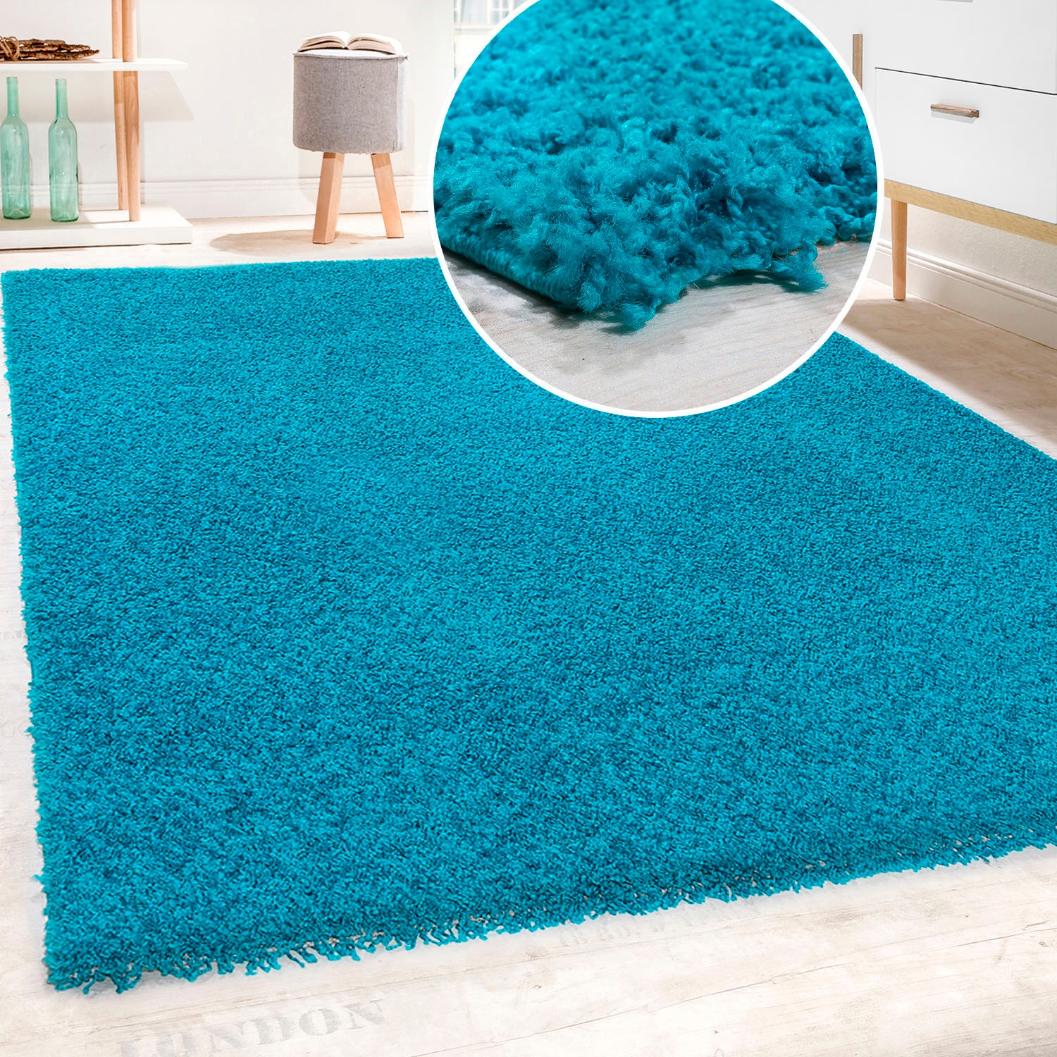 Paco Home Hochflor-Teppich »Sky 250«, rechteckig, 34 mm Höhe, gewebt, Uni-F günstig online kaufen