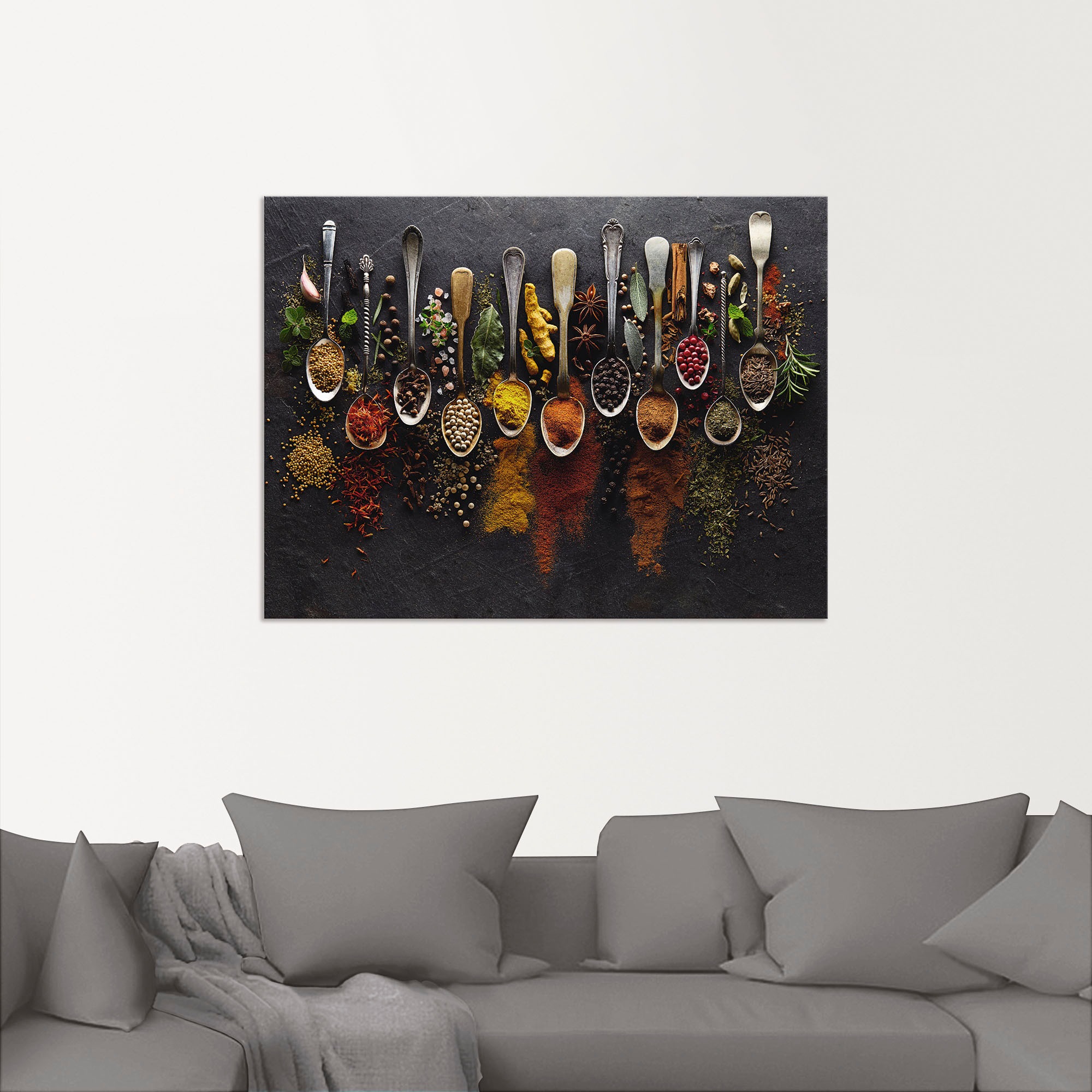 Artland Wandbild »Kräuter Gewürze Schiefer«, Lebensmittel, (1 St.), als Alubild, Outdoorbild, Leinwandbild, Poster, Wandaufkleber