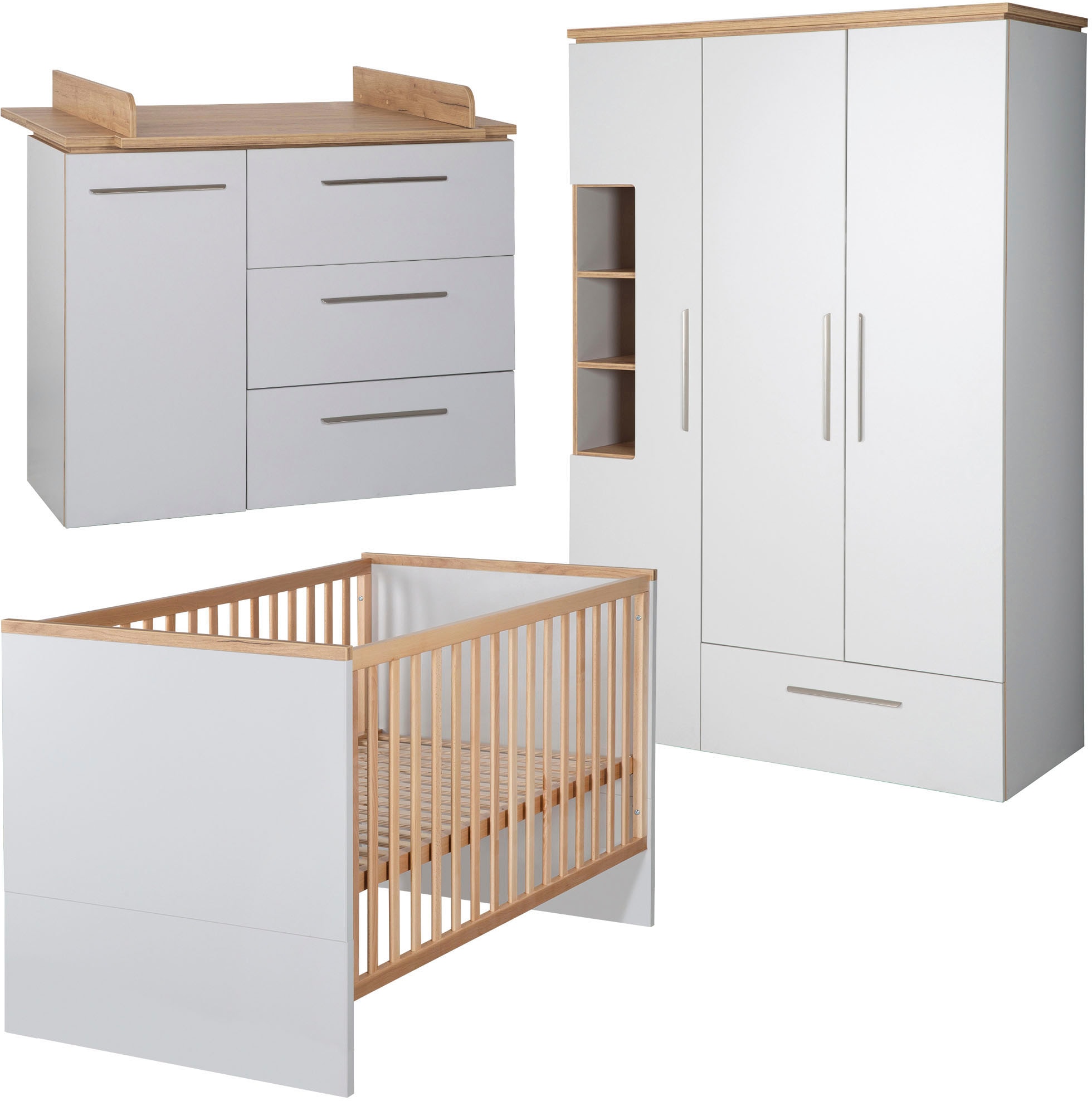 roba® Babyzimmer-Komplettset »Tobi«, (Set, 3 tlg., Kinderbett, Schrank, Wic günstig online kaufen