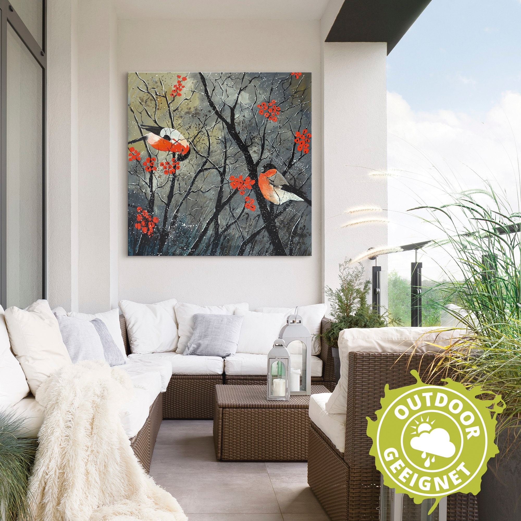 Artland Wandbild »rote Vögel im Winter«, Vögel, (1 St.), als Alubild, Outdoorbild, Leinwandbild, Wandaufkleber, versch. Größen