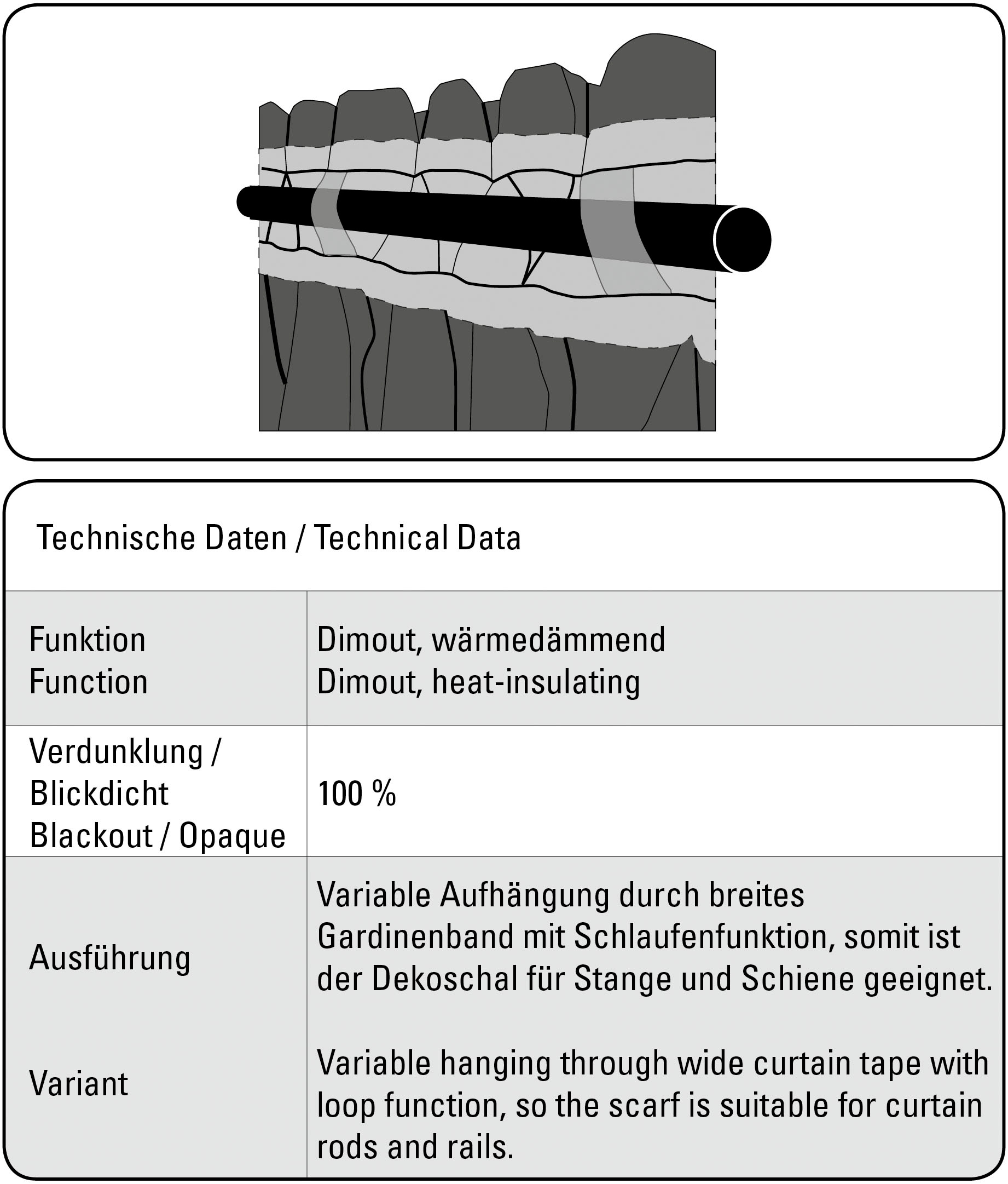 Gardine »Schal Jacquard Ornamente«, (1 St.), mit Gardinenband und verdeckten Schlaufen