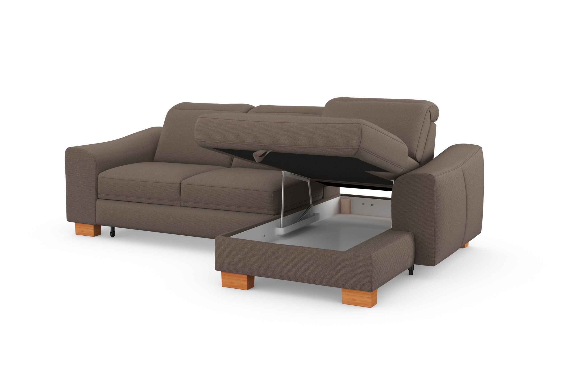 sit&more Ecksofa »Dundee L-Form«, mit Federkern und Massivholzfüßen, wahlweise mit Kopfteilverstellung