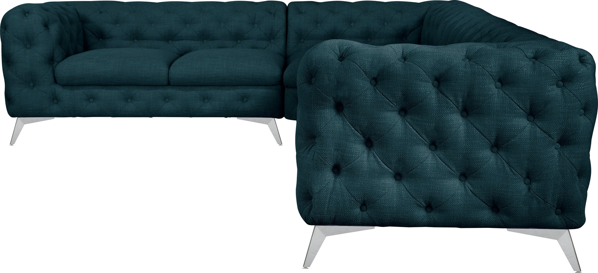 Leonique Chesterfield-Sofa »Ecksofa GLYNIS L-Form mit Wellenunterfederung, günstig online kaufen