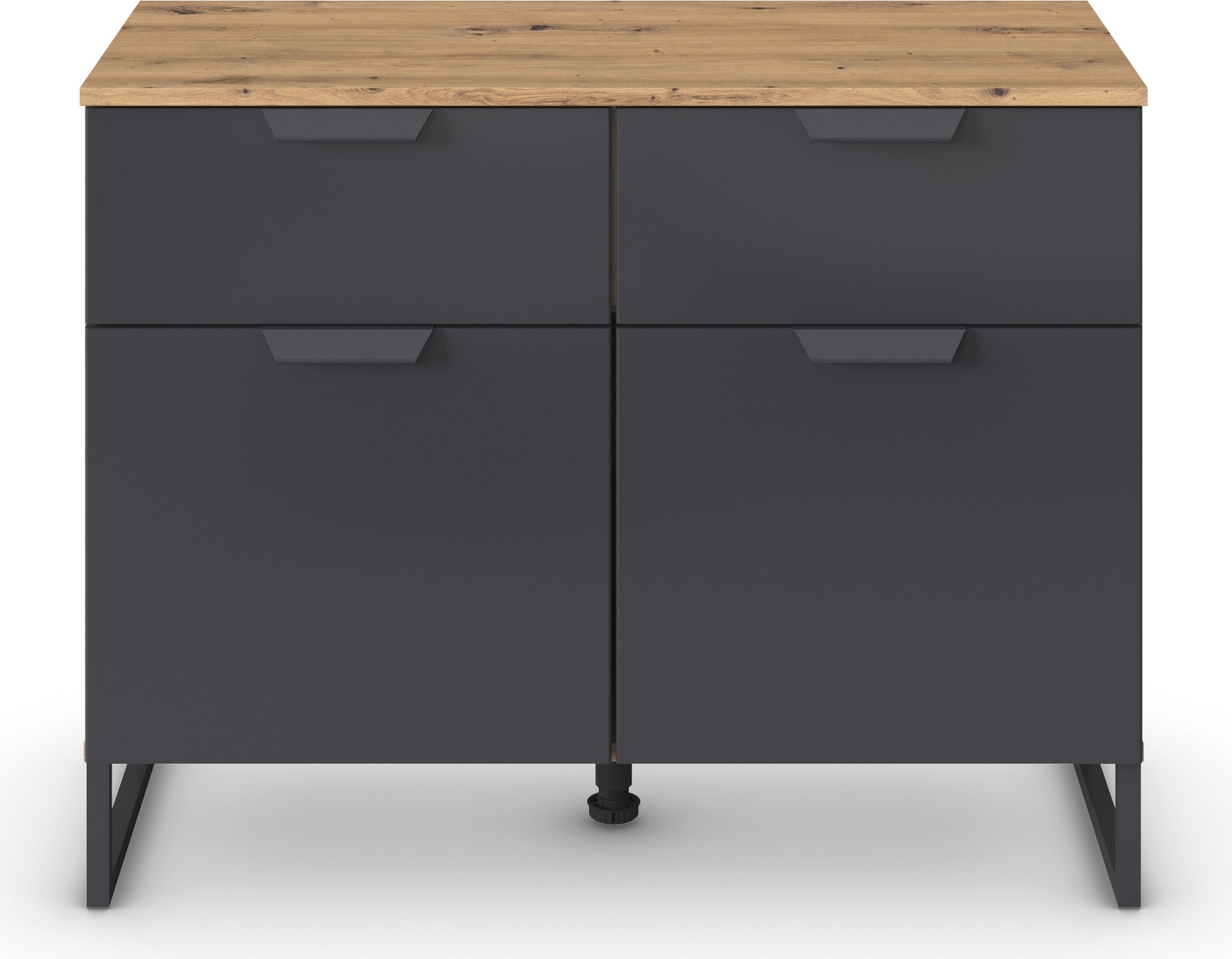 rauch Kombikommode »Dark&Wood by Aditio«, im Industrial Style mit Kufenfuß, 2 Schubladen mit Softclose-Funktion