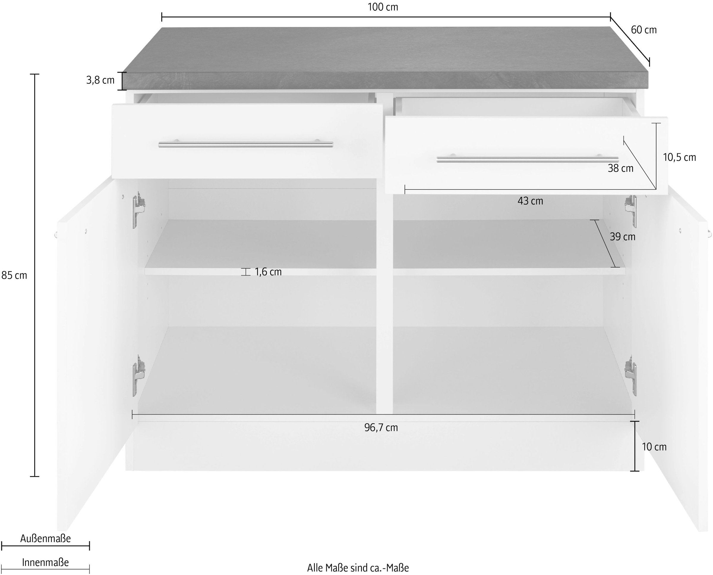 wiho Küchen Unterschrank »Unna«, 100 cm breit jetzt im %Sale | Unterschränke