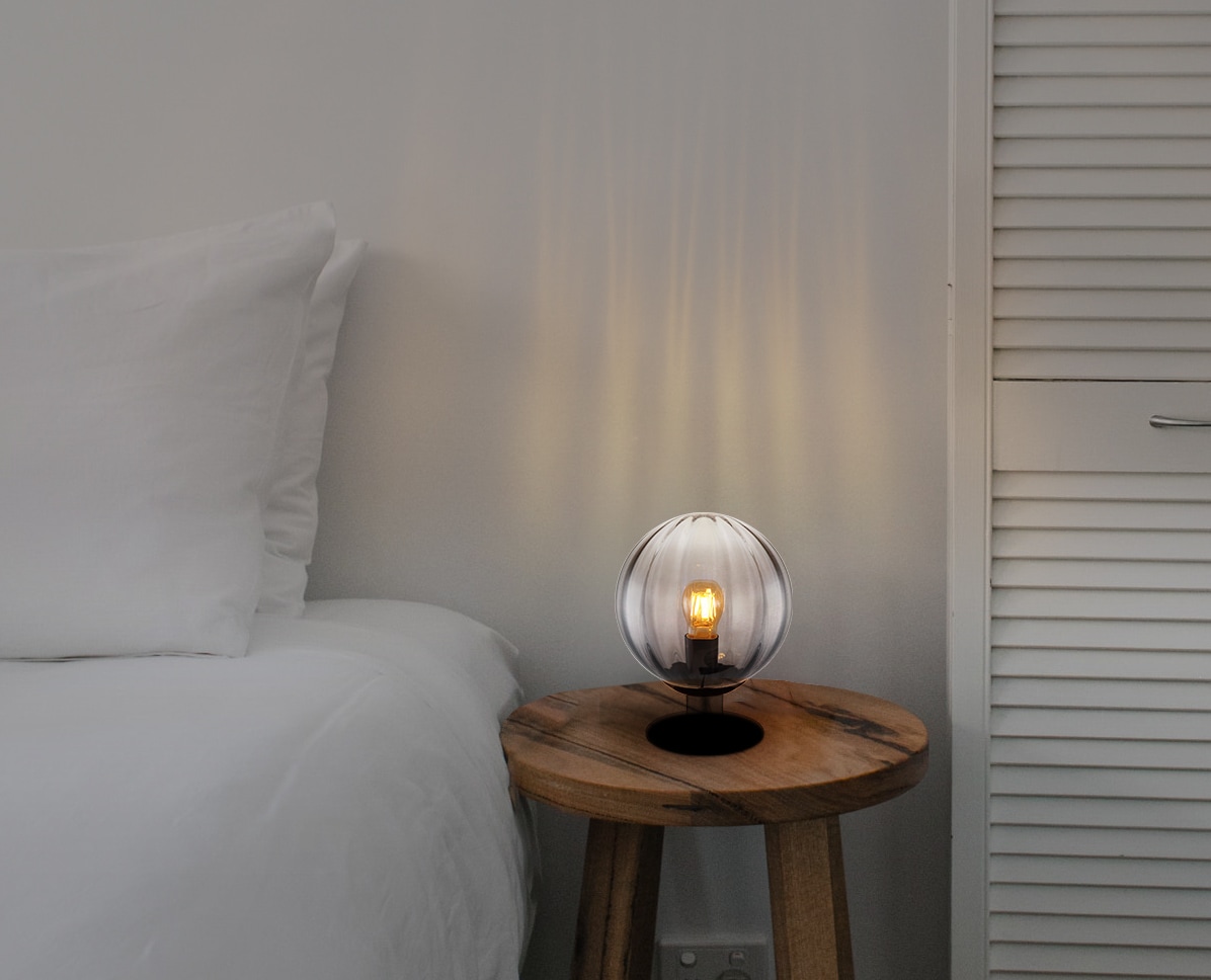 GLOBO LIGHTING Tischleuchte »DALLERTA«, Leuchtmittel E27 | ohne Leuchtmittel, Tischlampe/Glas rauchfarben/Schalter am Kabel/Wohnbereich