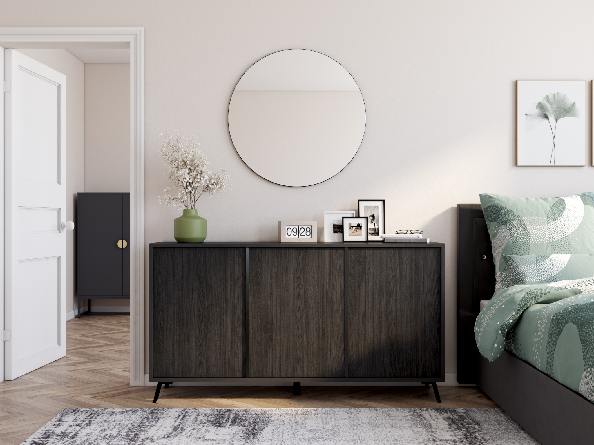 Loevschall Wandspiegel »Refine Wandspiegel rund – stilvoller Designspiegel mit edlem Rahmen,« in mehreren Größen & Farben für Bad, Schlafzimmer & Flur