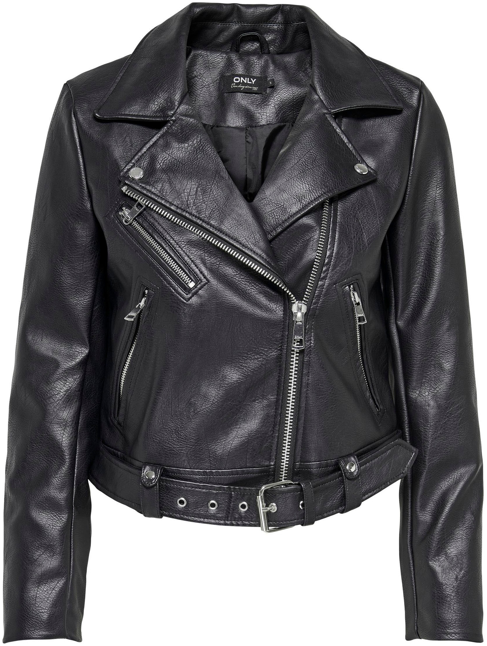 ONLY Lederimitatjacke »ONLVERA FAUX LEATHER BIKER CC OTW«, mit Biker Details