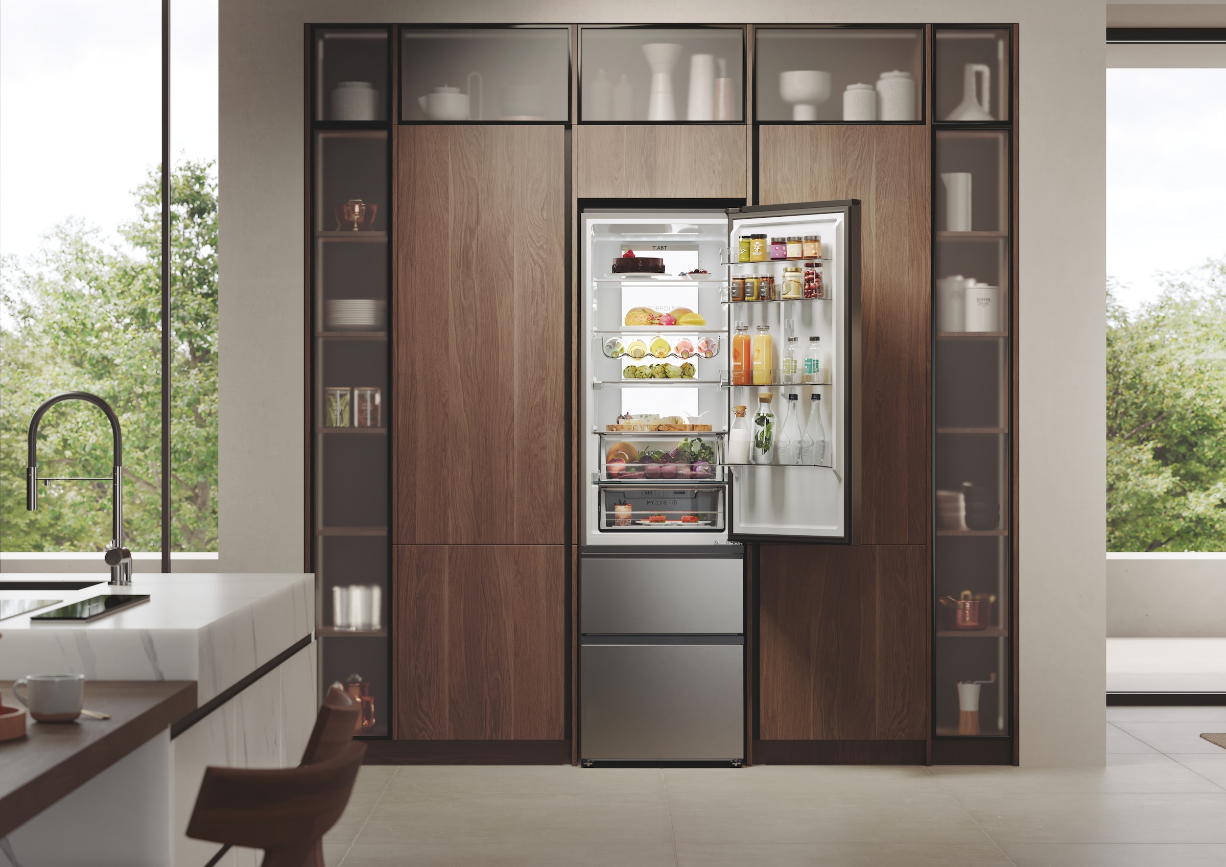 Haier Kühl-/Gefrierkombination 3D 60 Series 7 »HTW7620ANMG«, WIFI connected, Innovative Gefrier-Schubladen: Sparen Energie