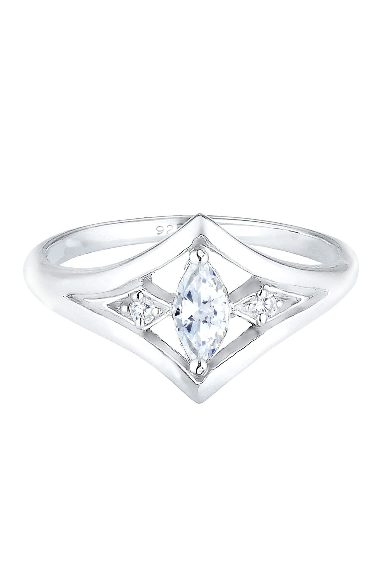 Elli Verlobungsring »Bandring Zirkonia Marquise Vintage 925 Silber«