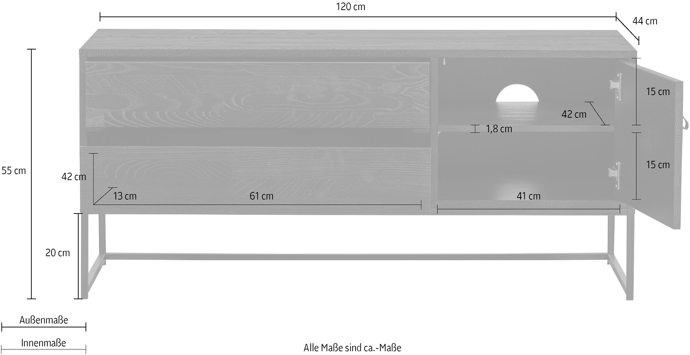 WOOOD Lowboard »Silas TV-Board« Silas TV-Möbel von WOOOD aus FSC-Kiefer mit modernem Design