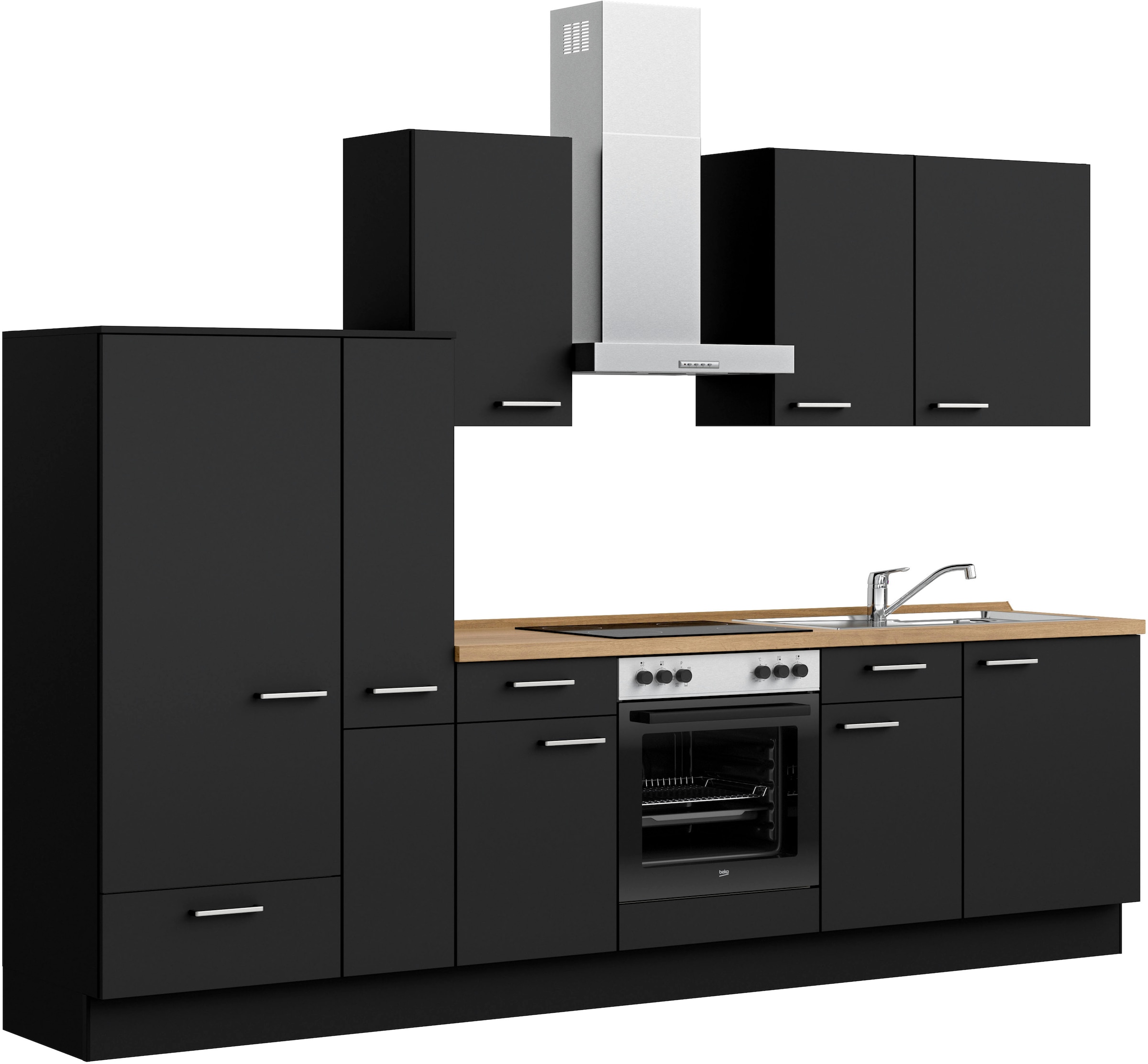 nobilia® Küchenzeile »"Touch I"« vormontiert, Ausrichtung wählbar, Breite 300 cm, wahlw. mit E-Geräten