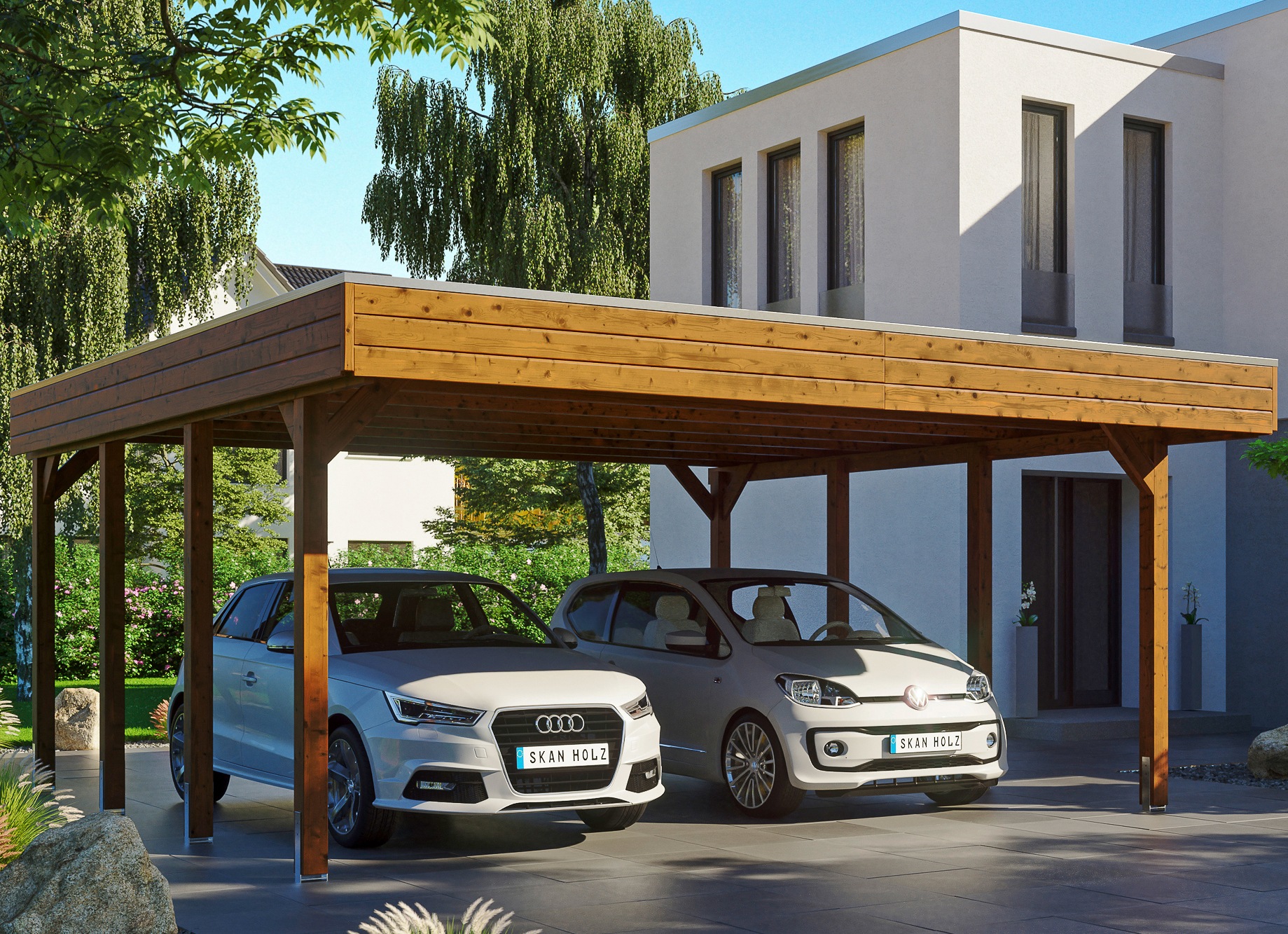 SKANHOLZ Doppelcarport »Friesland« Fichtenholz 514 cm braun braun