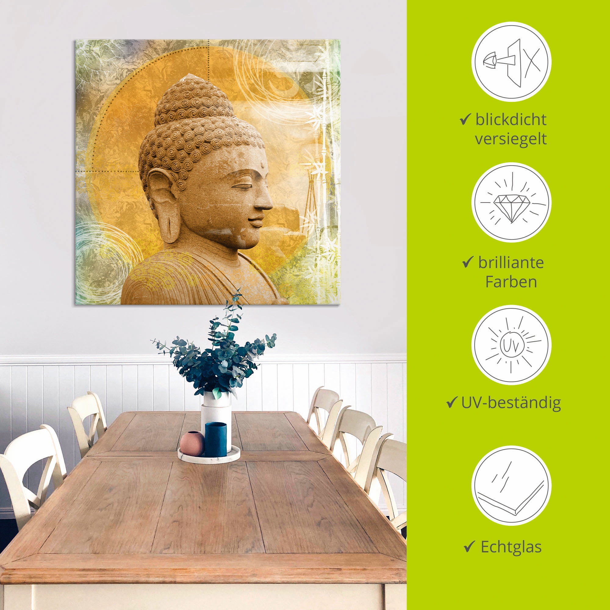Artland Glasbild »Buddha II«, Spa, (1 St.), in verschiedenen Größen