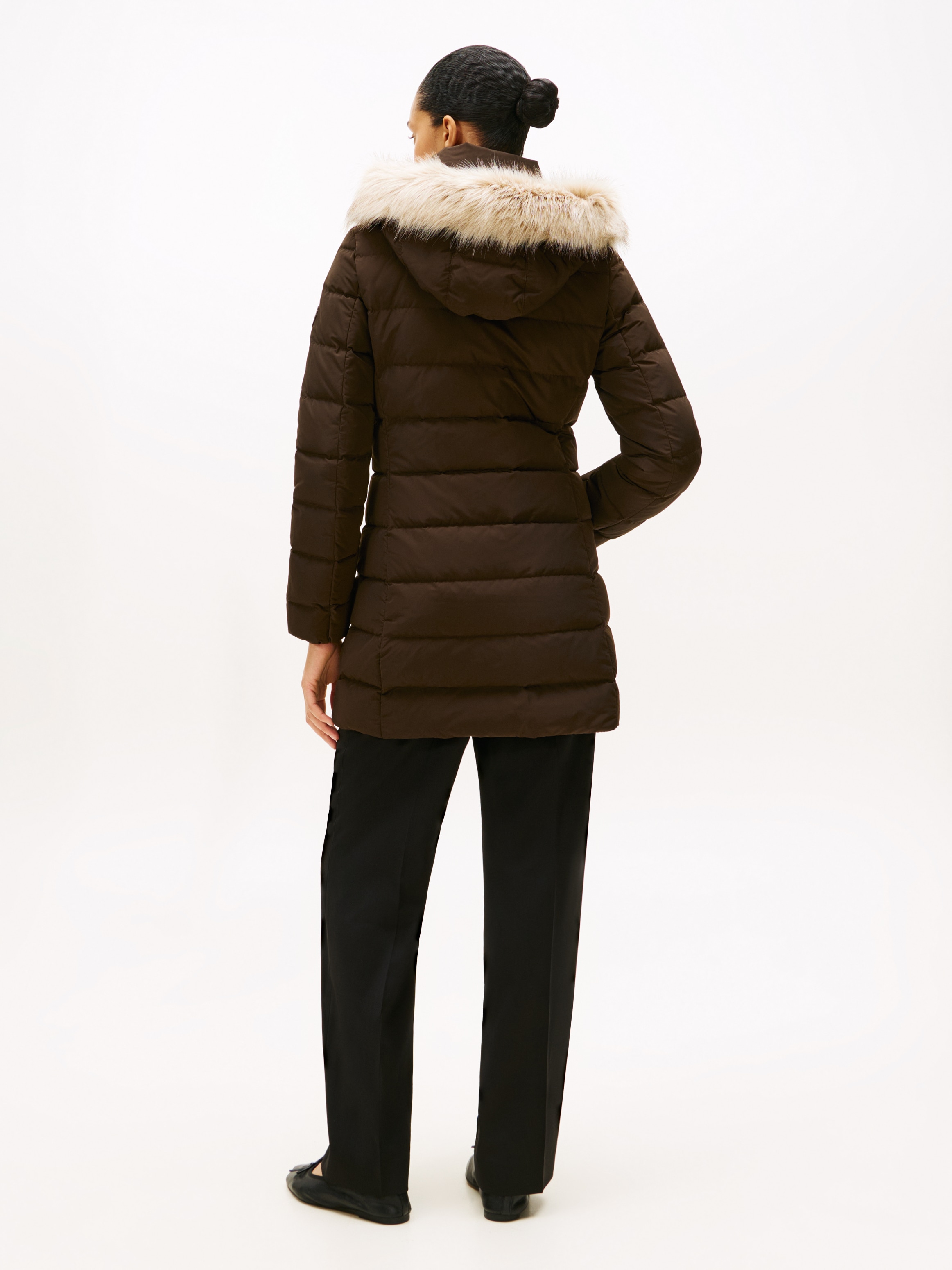 Tommy Hilfiger Steppmantel »MW DOWN SLIM COAT WITH FUR« mit Fellimitat