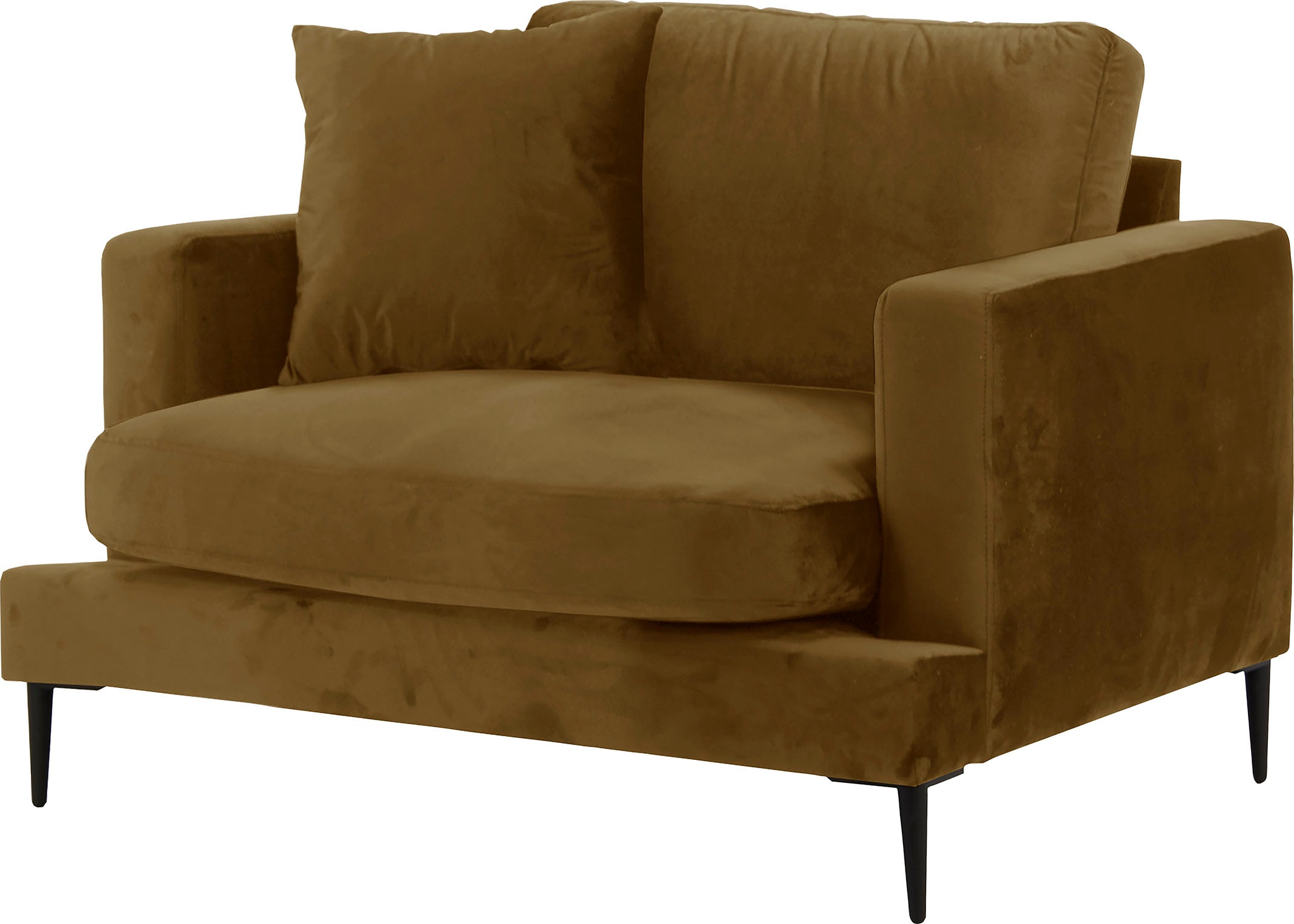 Leonique Sessel »Cozy Loungesessel, Designersessel, Maße B/T/H: 91/97/80 cm«, mit Metallbeinen und Zierkissen