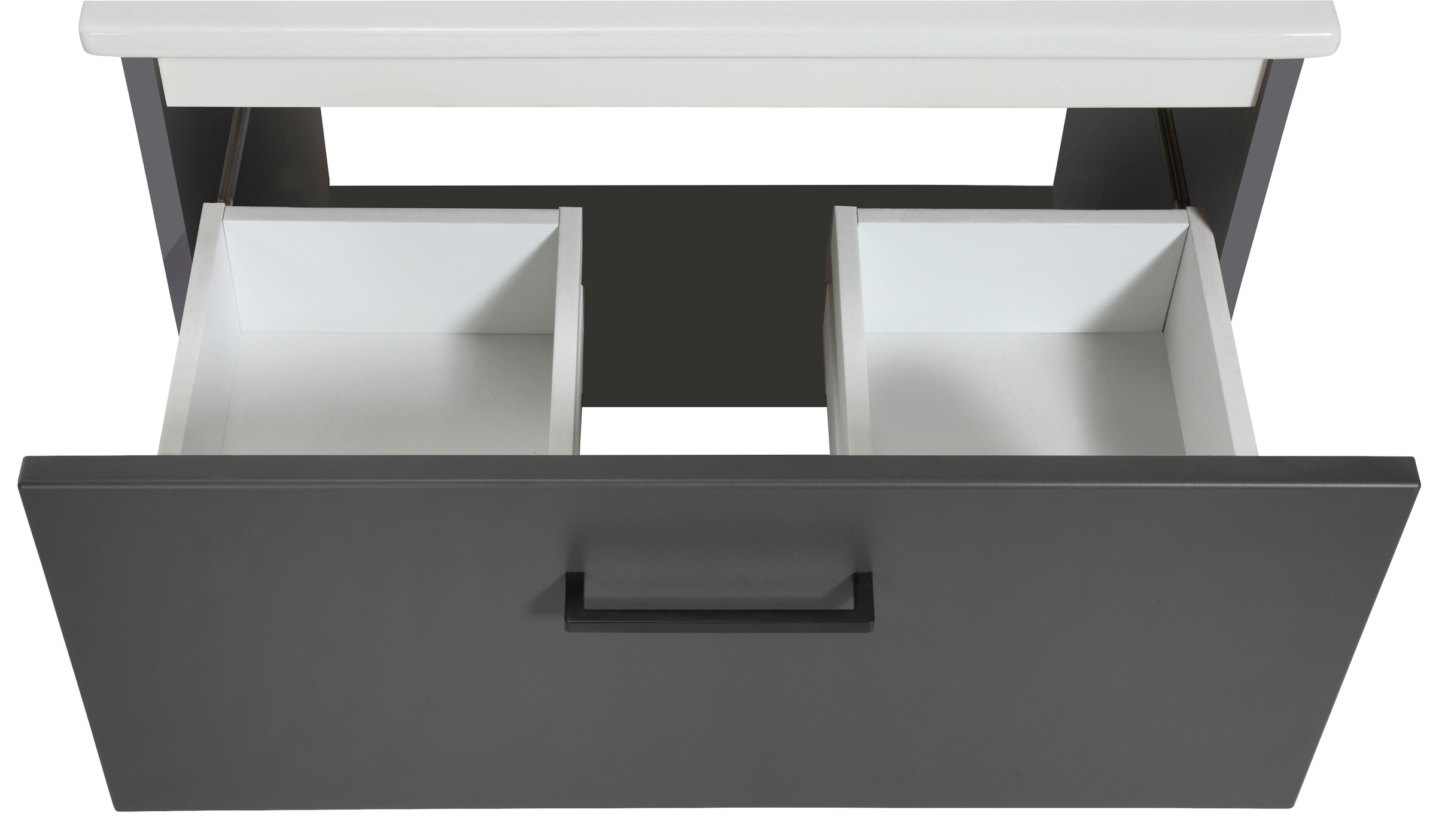 welltime Waschtisch »Trento Light mit Keramik-Auflagebecken«, 1 Auzug und 1 offenes Fach, Breite. 61cm, Anthrazit Matt