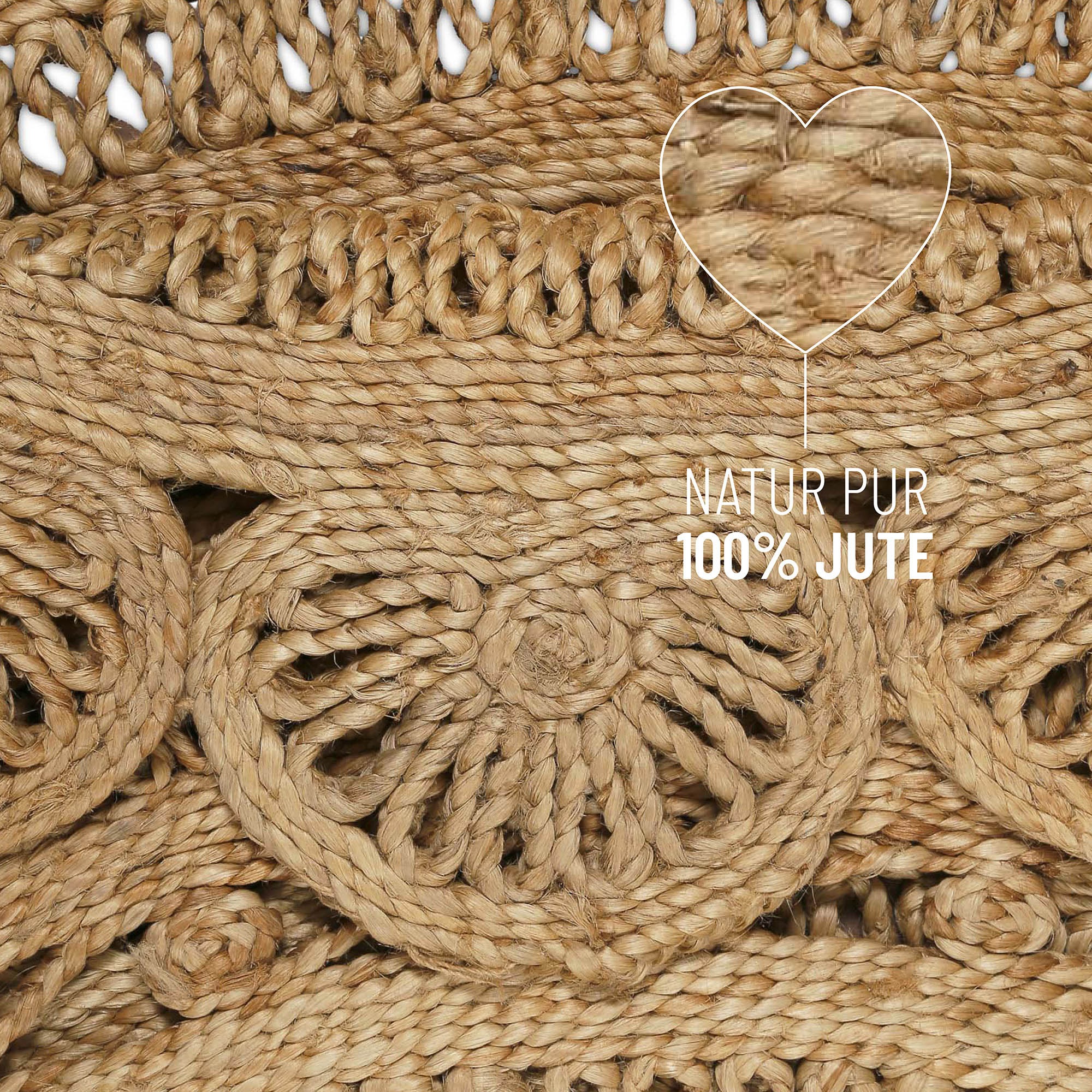 Green Looop Teppich »Bloom«, rund, 12 mm Höhe, Jute, handgewebt, robust, strapazierfähig, Natur, Wohnzimmer