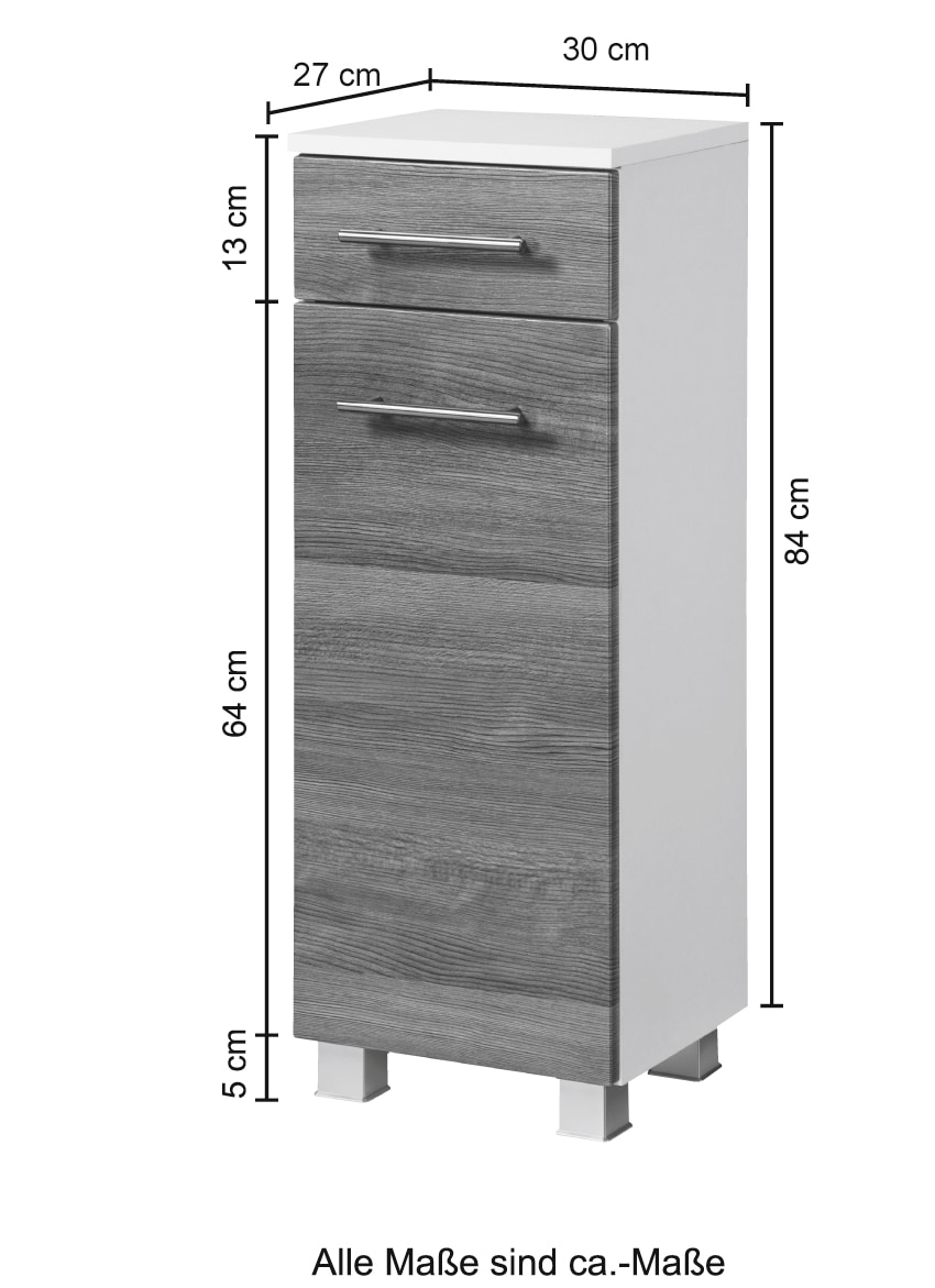 welltime Unterschrank »Trento, verschiedene Ausführungen und Farben« Badmöbel, Breite 30 cm, mit 1 Tür und 1 Schubkasten