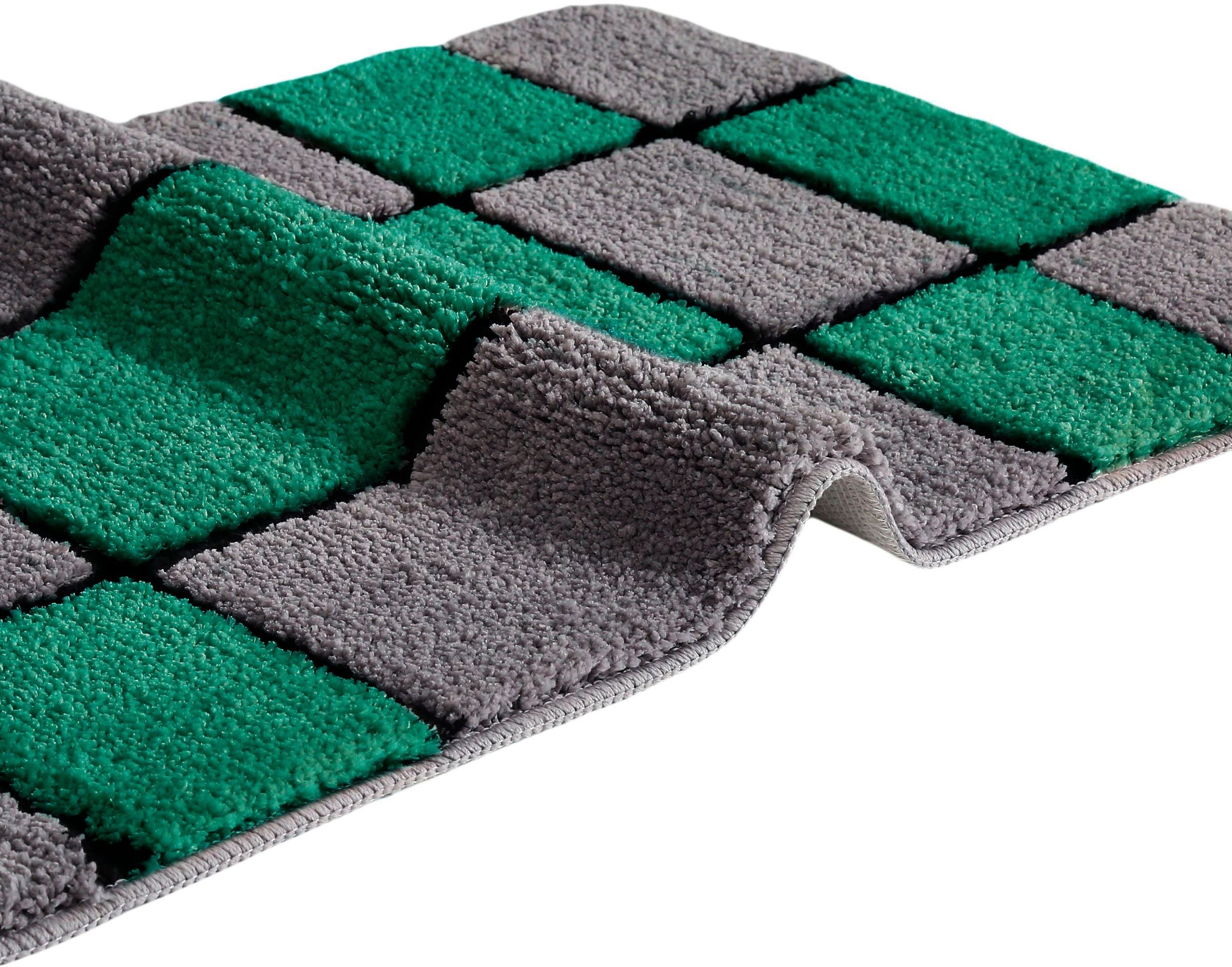 my home Badematte »Melli«, rutschhemmend beschichtet, fußbodenheizungsgeeignet, Badteppich, mit Muster, karierte Badematte