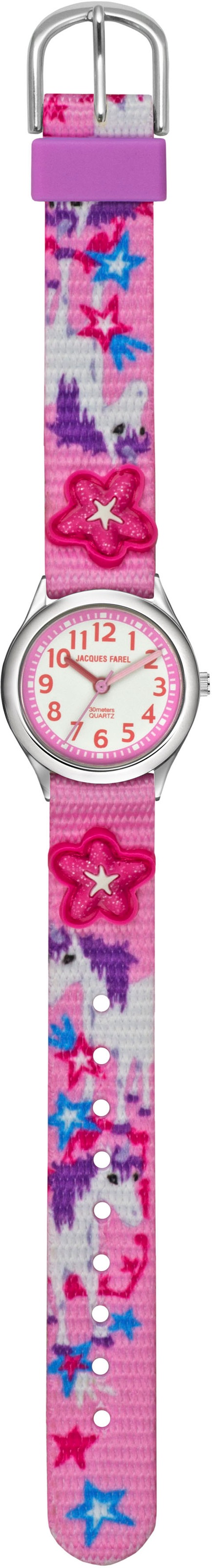 Jacques Farel Quarzuhr »Kinderuhr, HCC 3134«, Kinderuhr, Mädchenuhr, Einhorn, Sterne, ideal auch als Geschenk