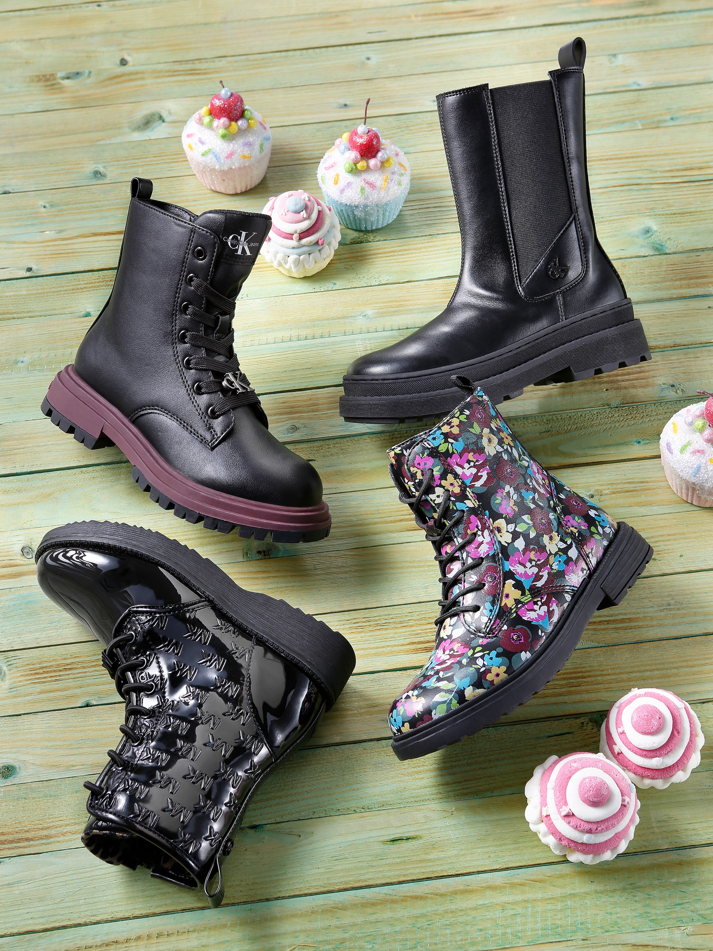 MICHAEL KORS KIDS Schnürboots »HASKELL MK FACET«, Chunky Boos, Stiefelette, Lackschuh mit gestepptem Schaft