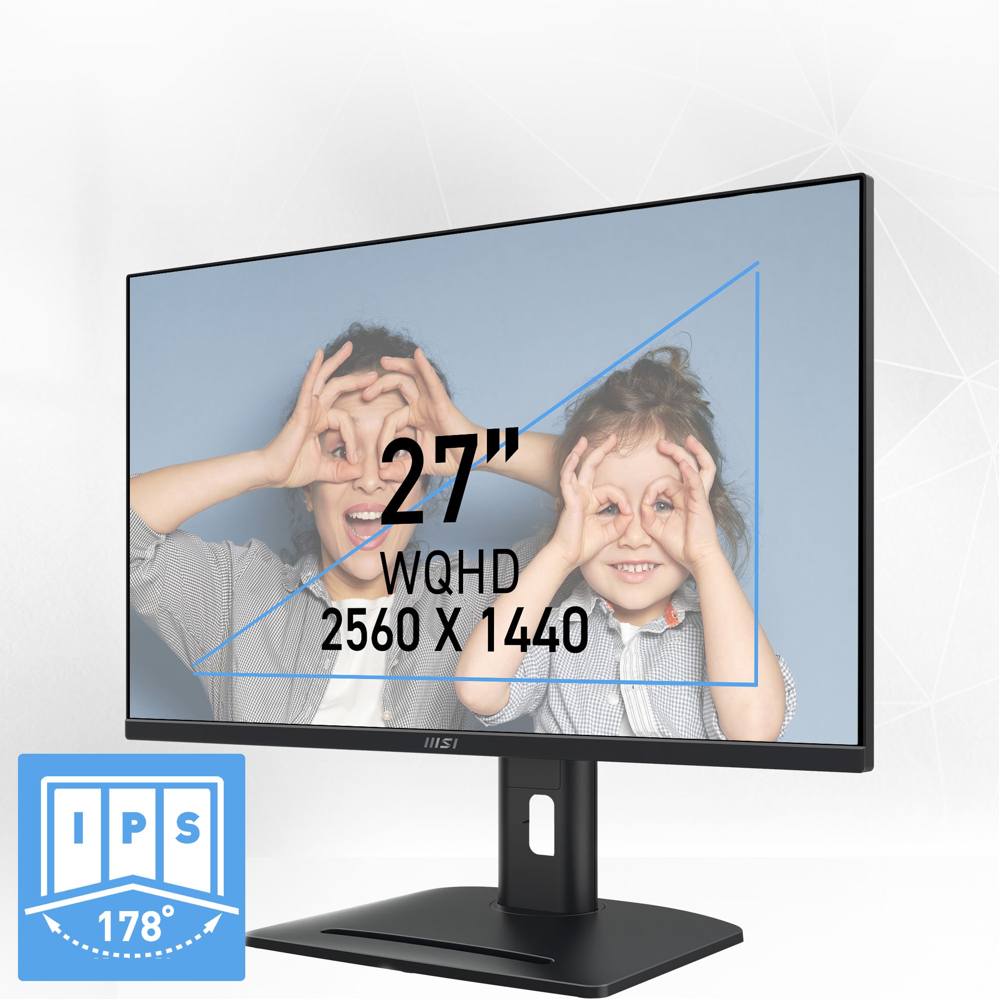 MSI LED-Monitor »PRO MP275QPG«, 69 cm/27 Zoll, 2560 x 1440 px, WQHD, 1 ms Reaktionszeit, 100 Hz, dreh-, neig-,schwenk-, höhenverstellbar, Speaker