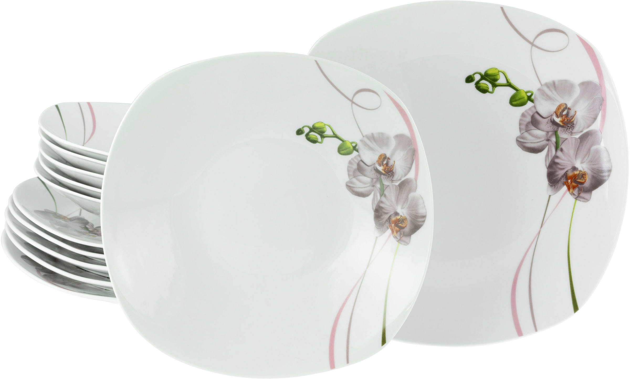 CreaTable Tafelservice »Square Orchidee, Tafel-Service 12-tlg« Fotorealisti günstig online kaufen