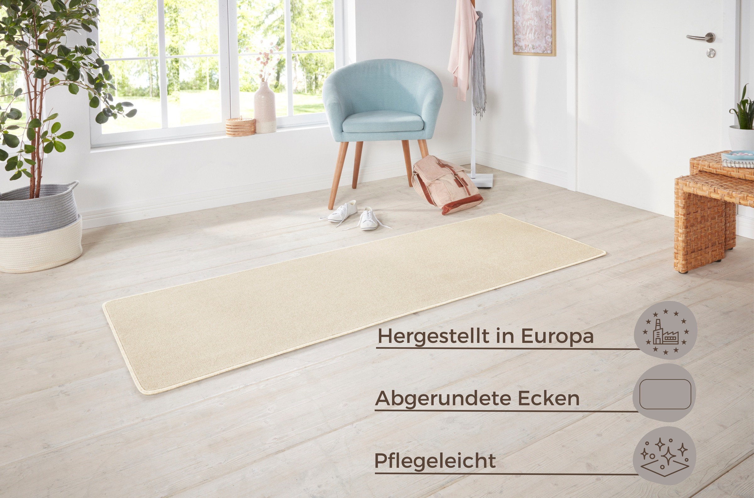 HANSE Home Teppich »Shashi«, rechteckig, 8,5 mm Höhe, Kurzflor, Unifarben, Läufer, weich, Esszimmer, Kinderzimmer, Flur