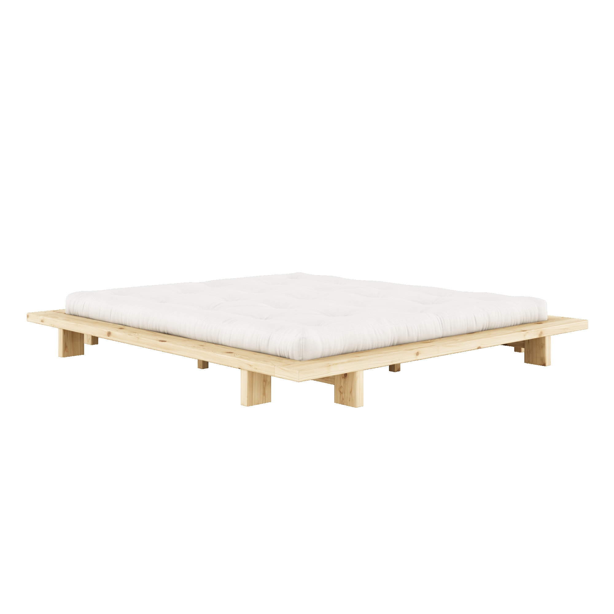 Karup Design Bettgestell »JAPAN BED, Futonbett, Bodenbett, Holzrahmen, Jugendbett, Holzbett«, Massivholzbett mit Lattenrost, Kiefer massiv, Doppelbett ohne Kopfteil