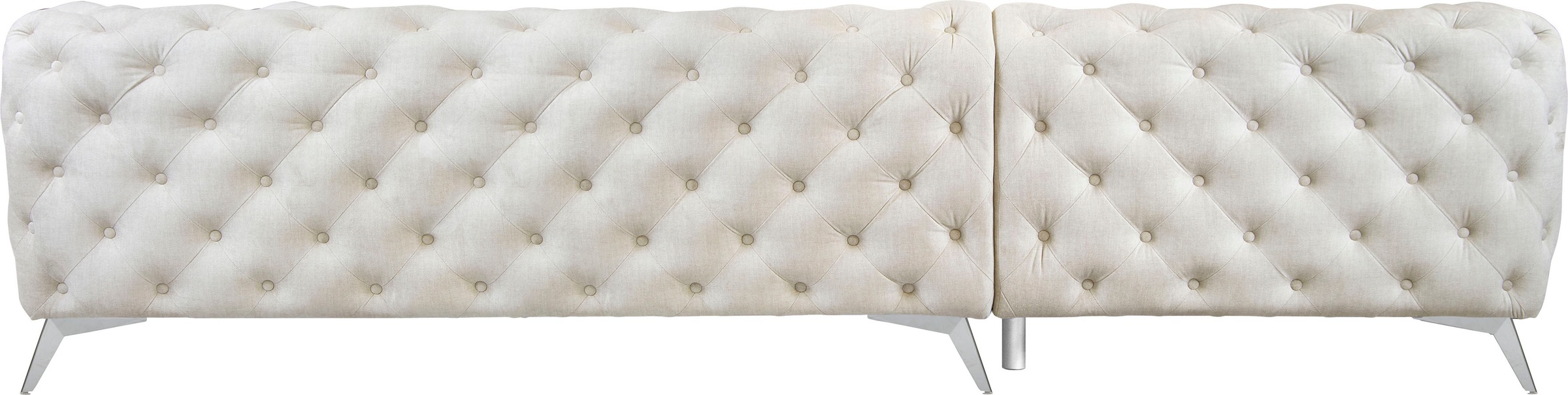 Leonique Chesterfield-Sofa »Ecksofa GLYNIS L-Form mit Wellenunterfederung, Maße B/T/H 323/264/75cm«, aufwändige Knopfheftung, moderne Chesterfield Optik, Fußfarbe wählbar