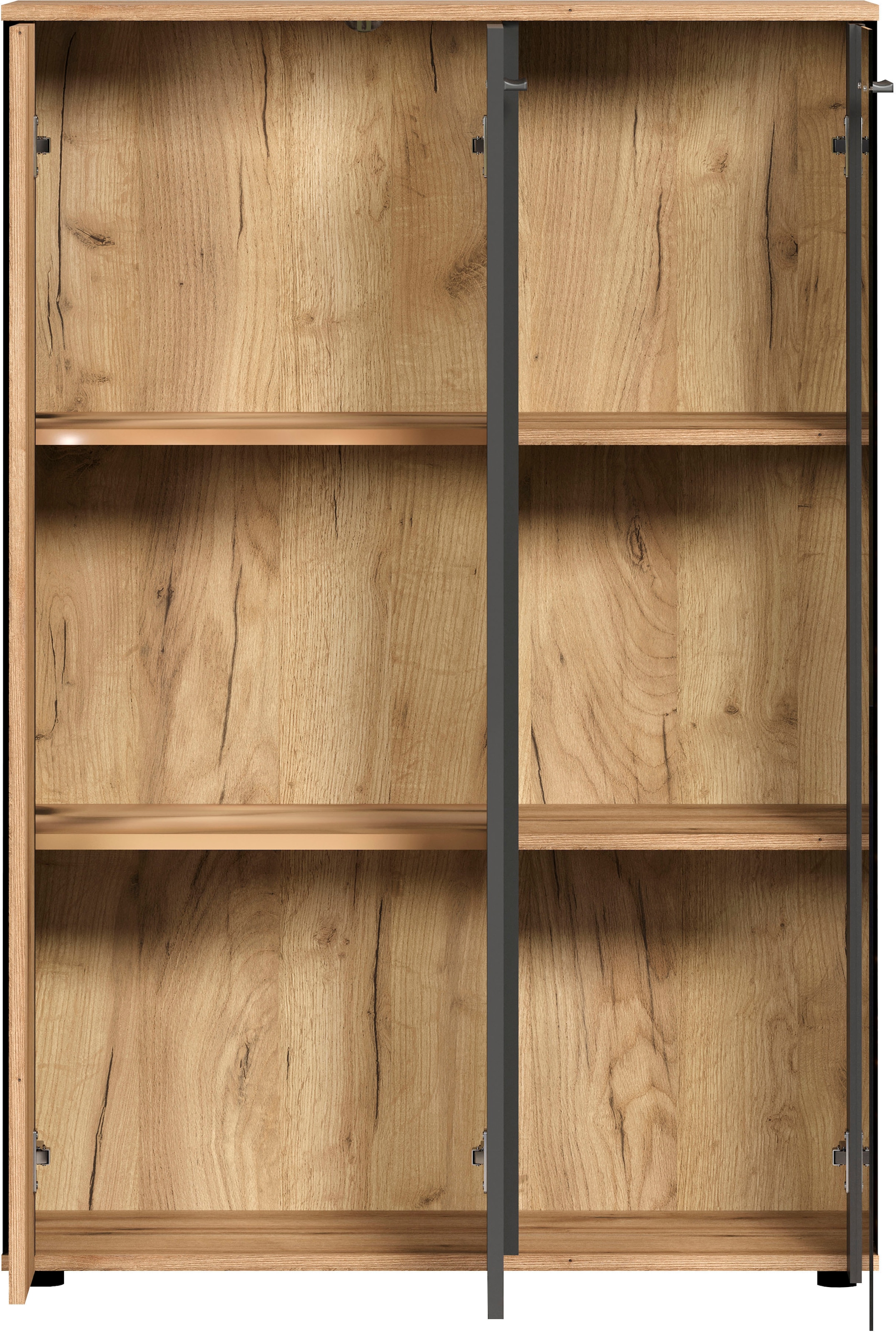 INOSIGN Highboard »Estepona«, (1 St.), Vitrine, Tür mit Rillen-Optik, Breite 91 cm