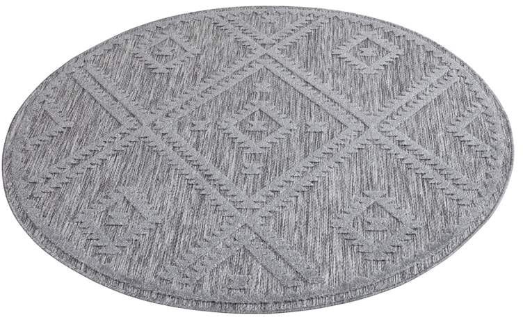 Carpet City Teppich »In-& Outdoorteppich Santorini 454, 3D-Effekt, Raute-Optik«, rund, 5 mm Höhe, Wetterfest & UV-beständig für Terrasse, Balkon, Küche, Flur