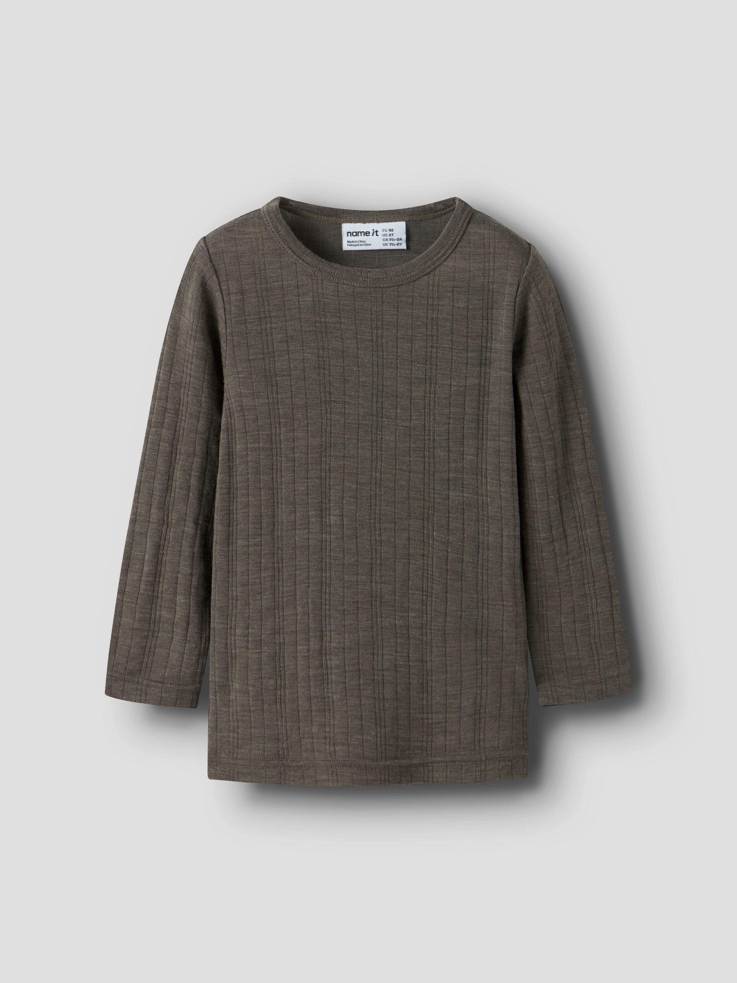 Name It Langarmshirt »NMMWANG WOOL NEEDLE LS TOP SOLID NOOS« aus reiner Merinowolle