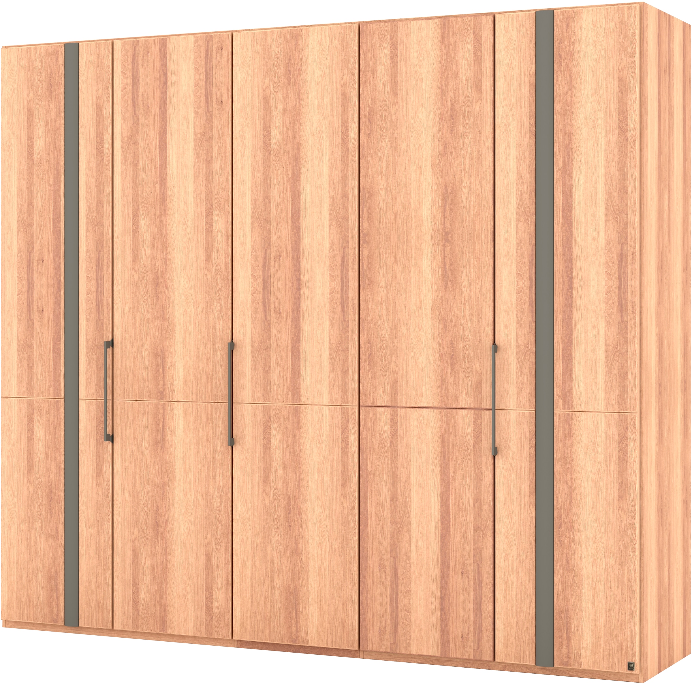 Musterring Drehtürenschrank »Sorrent, Kleiderschrank«, (mit Türdämpfern, in 5 Breiten & 2 Höhen, extra Böden, MADE IN GERMANY), Türen in Eiche massiv mit Absetzung in Schiefer, verschiedene Maße