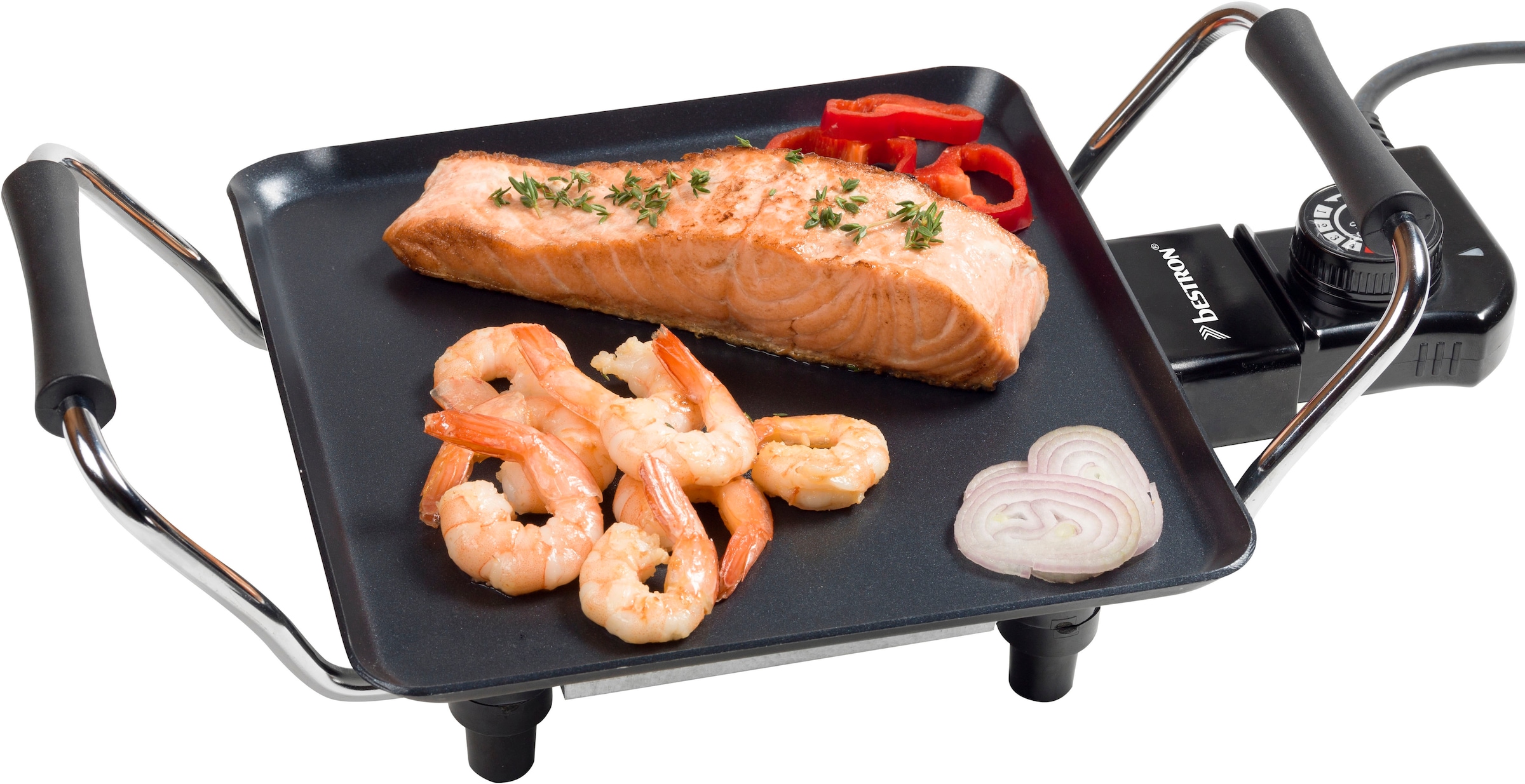 bestron Tischgrill »ABP600«, 1000 W, P lanchagrillplattemit Antihaftbeschichtung, Schwarz