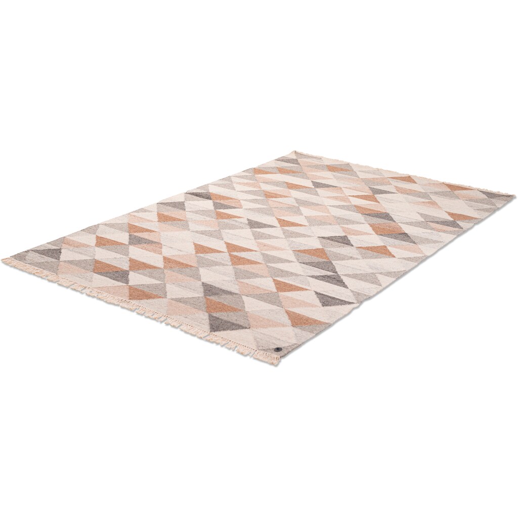 TOM TAILOR Teppich »Triangle Kelim«, rechteckig, 5 mm Höhe, handgewebt, mit Fransen, Boho-Style, ideal im Wohnzimmer & Schlafzimmer