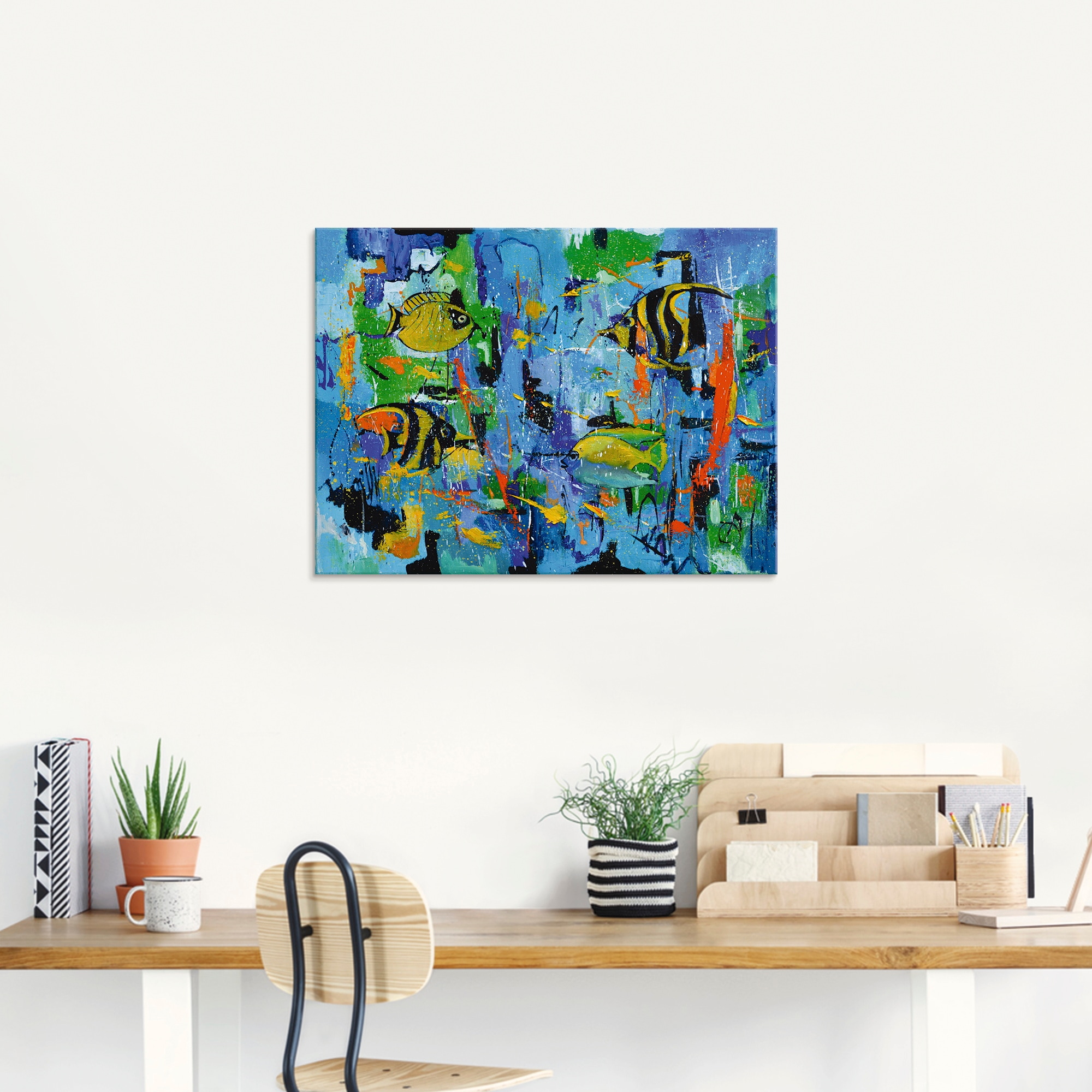 Artland Glasbild »Abstrakt Fische Blau« Wassertiere 1 Stk. tlg. in verschiedenen Größen