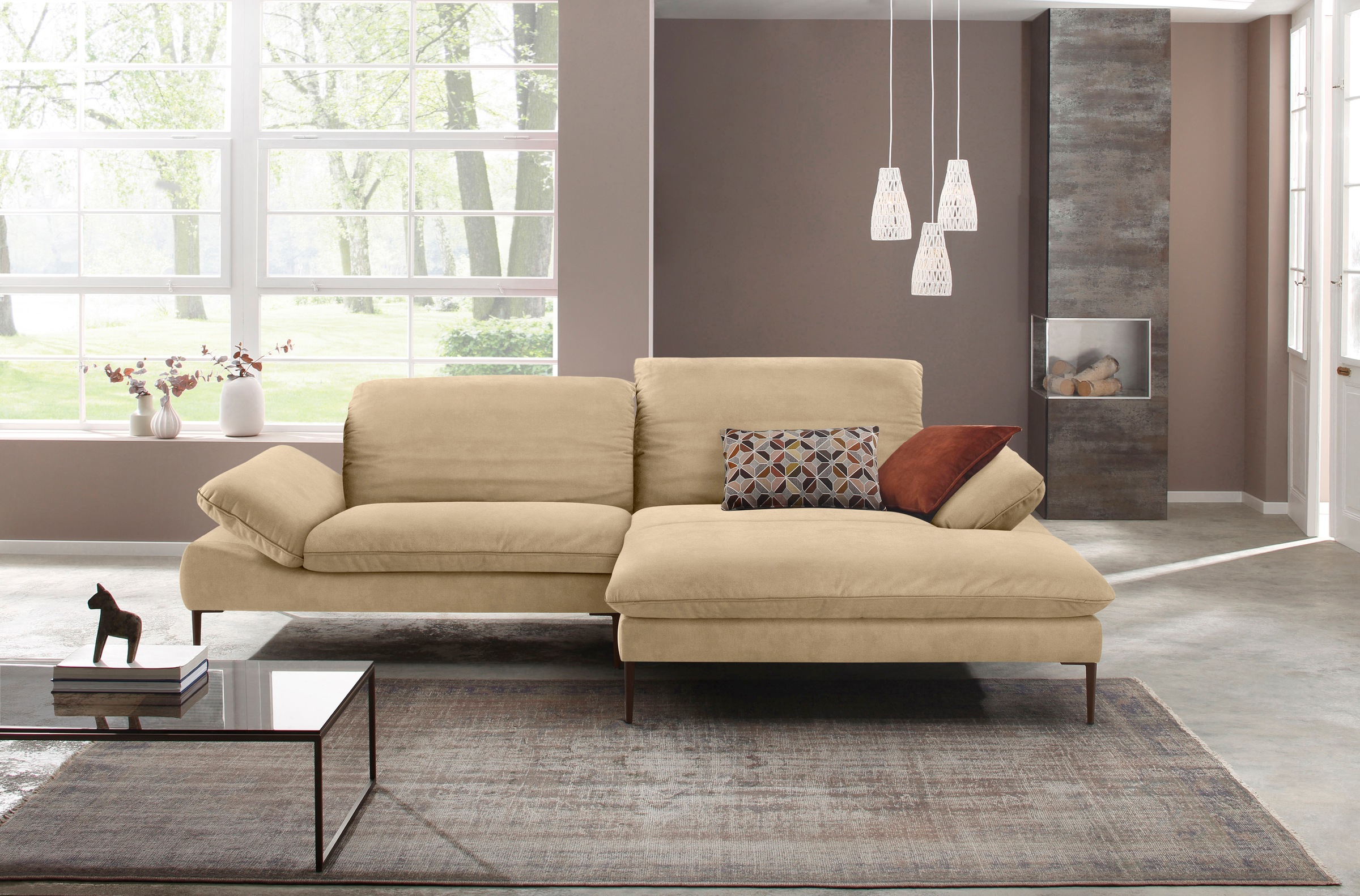 W.SCHILLIG Ecksofa »enjoy&MORE, Designsofa, elegant und bequem, L-Form«, Sitztiefenverstellung, Füße bronze pulverbeschichtet, Breite 294 cm