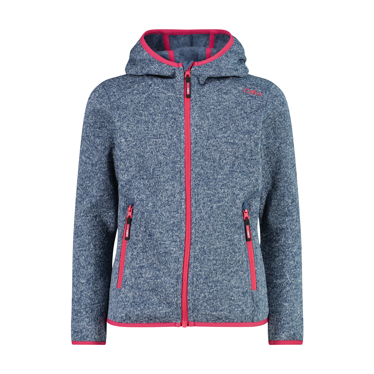 CMP Strickfleecejacke mit Kapuze Übergangsjacke für Kinder, mit Kapuze, mit Reißverschlusstaschen