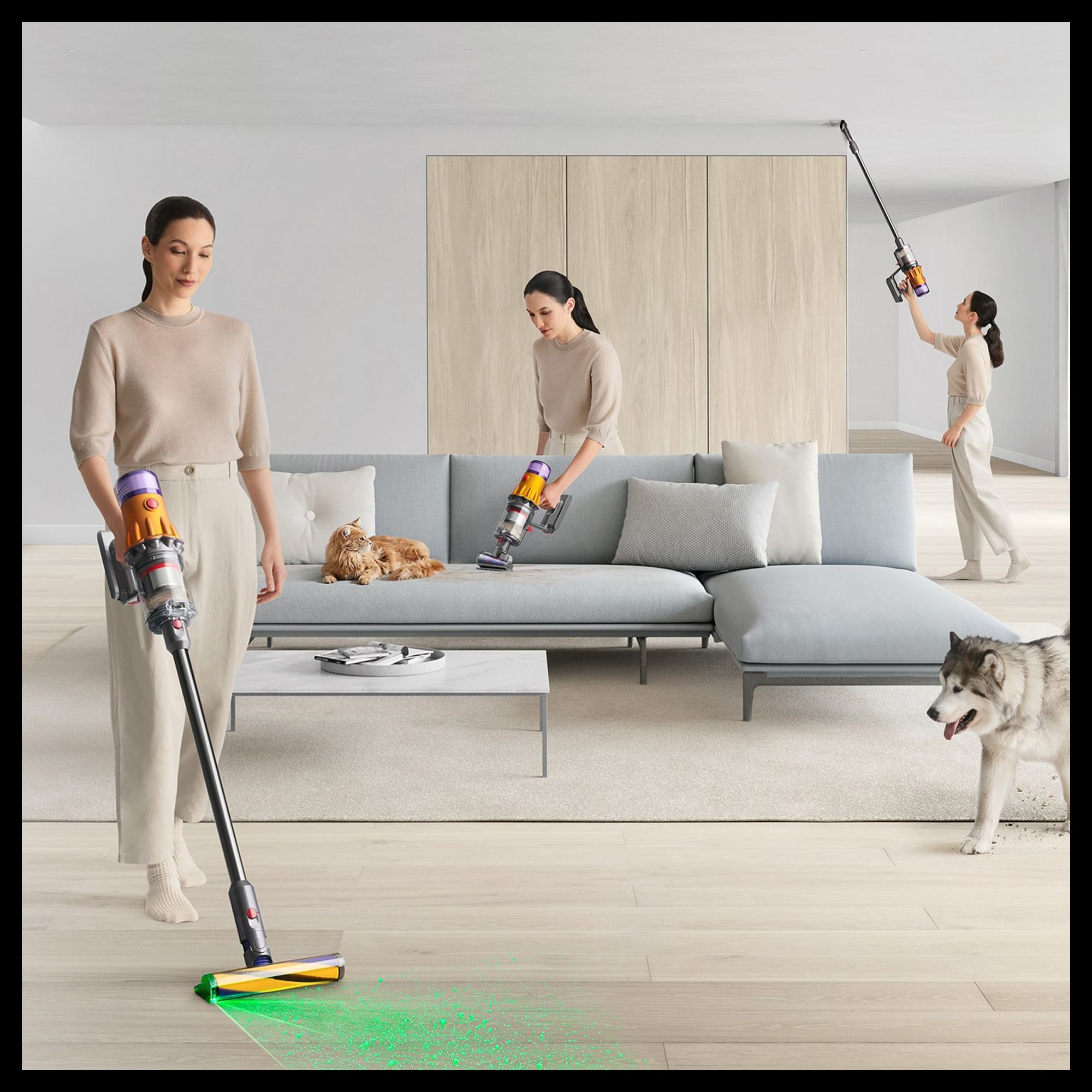 DYSON Akku-Hand-und Stielstaubsauger »V12™ Detect Slim Absolute« Macht unsichtbaren Staub sichtbar – für eine gründlichere Reinigung.