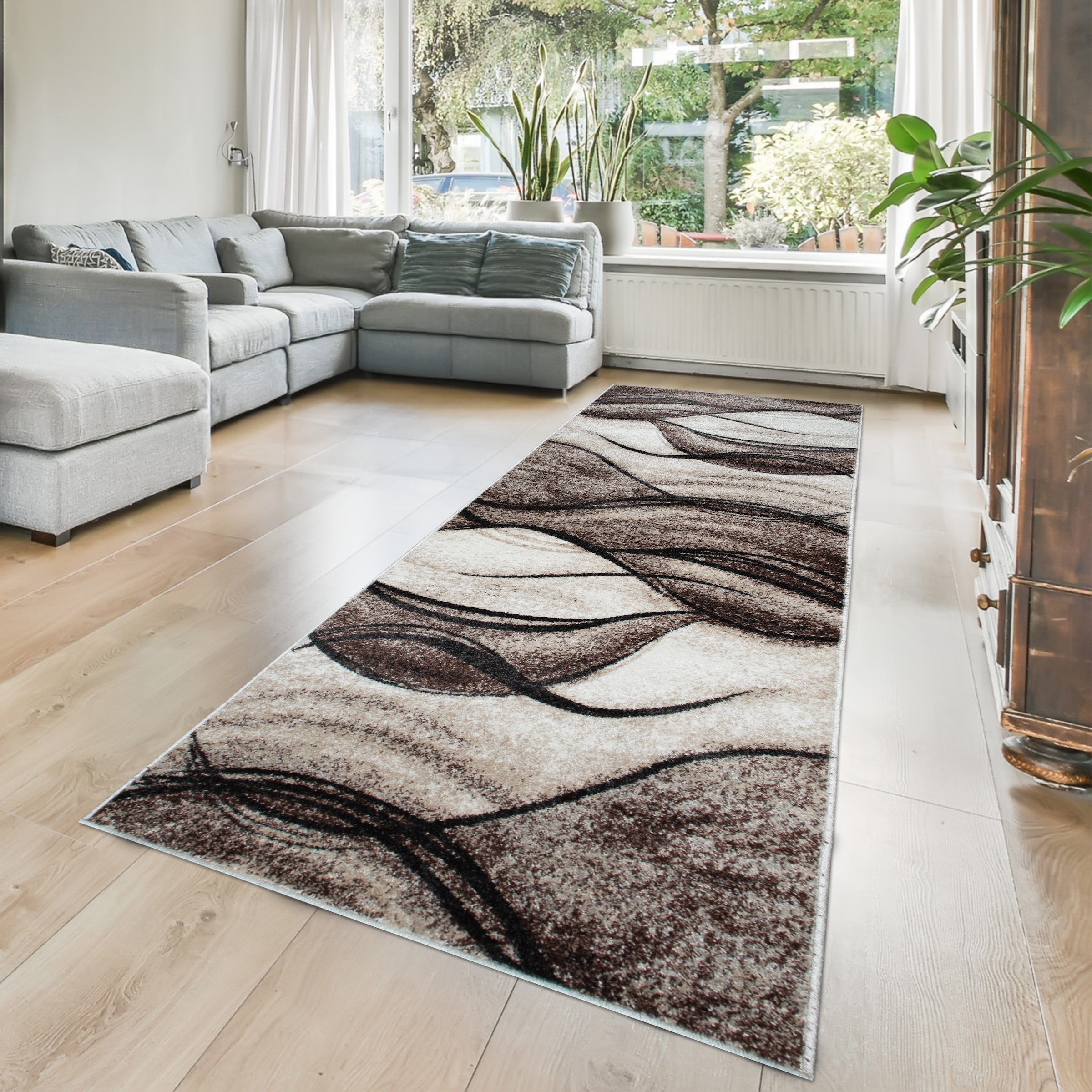my home Läufer »Tritom«, rechteckig, 9 mm Höhe, mit besonders weichem Flor, Kurzflor, modernes Wellen Muster