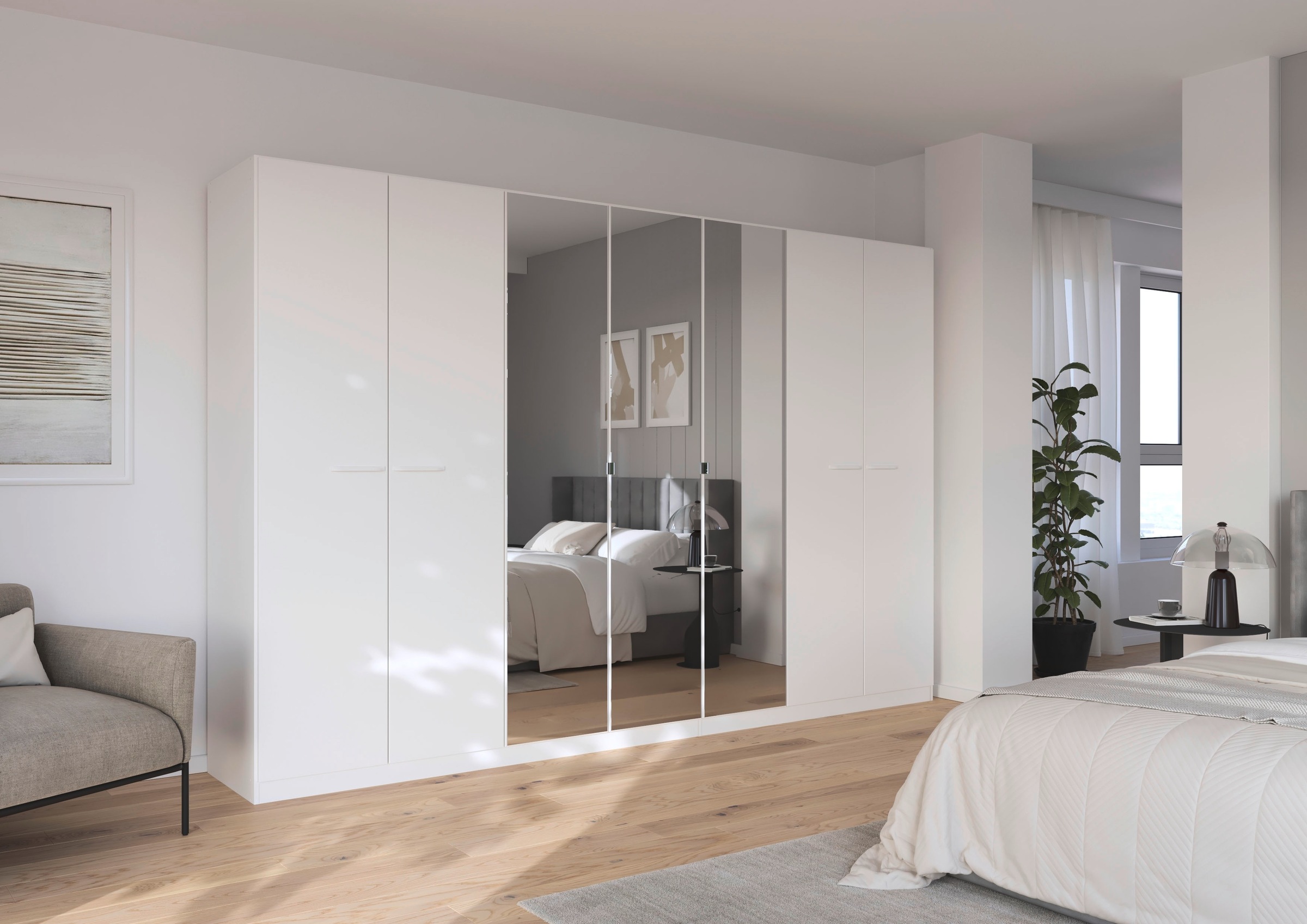 rauch Drehtürenschrank »Kleiderschrank Schrank Garderobe TOPSELLER OTELI inkl. Inneneinteilung«, (erhältlich in Breiten 91-360 cm, ab Breite 136cm inkl. Innenschubladen), mit zusätzlichen Einlegeböden, optional mit Spiegel MADE IN GERMANY