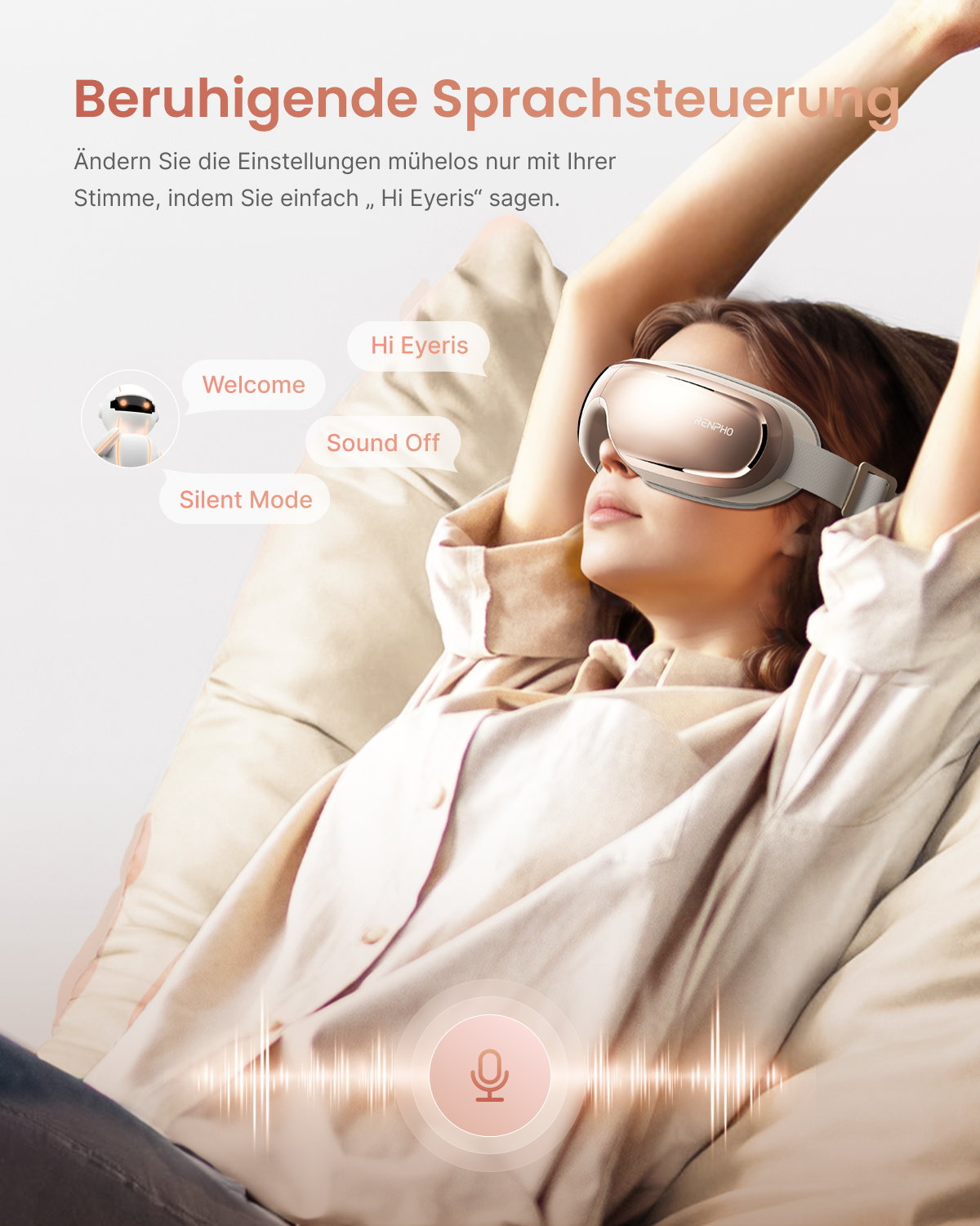 Renpho Gesichtsmassagegerät »Renpho Eyeris 3 Eye massager G010V«, Sprachgesteuertes Pflegeerlebnis mit Wärme, Kühlung und Akupressur