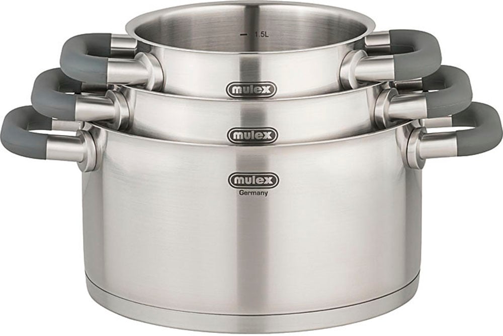 Mulex Topf-Set »LUGANO«, Edelstahl 18/10, (Set, 8 tlg.), inkl. Servierpfanne 24 cm mit Deckel, Induktion