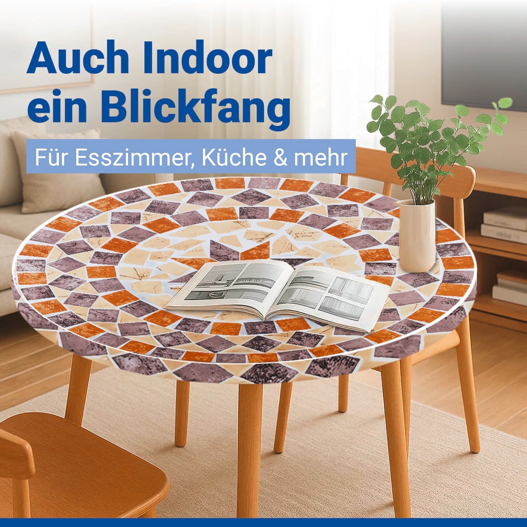 Maximex Gartentischdecke »Spann-Tischdecke Mediterran« Ø 85-105 cm, abwaschbar, wetterfest