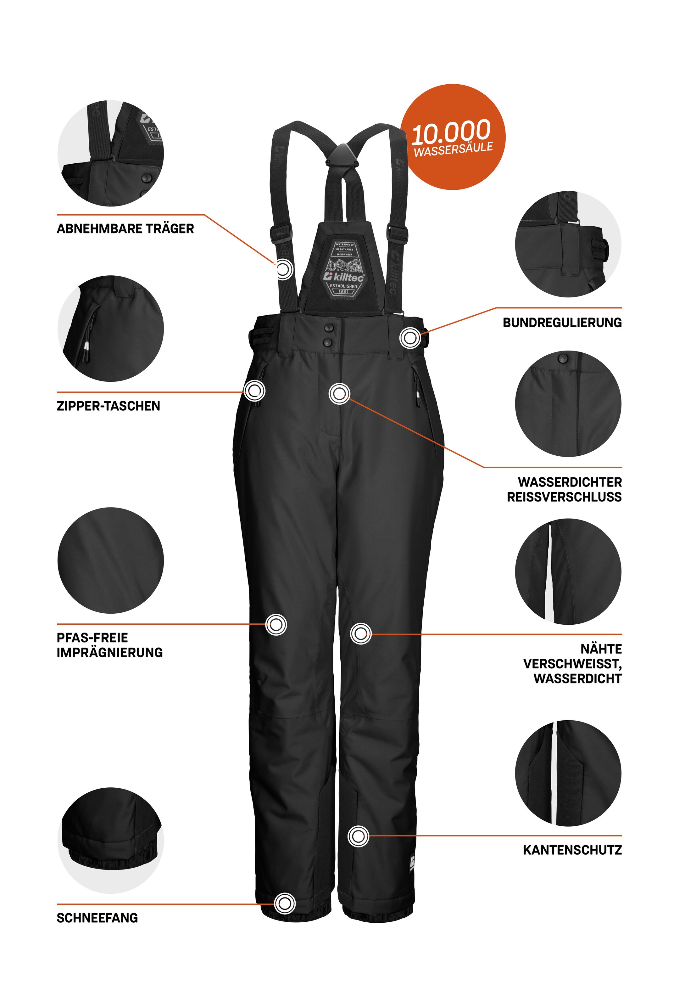 Killtec Skihose »KSW 213 GRLS SKI PNTS«, Wasserdichte, atmungsaktive Skihose mit verstellbarer Taille