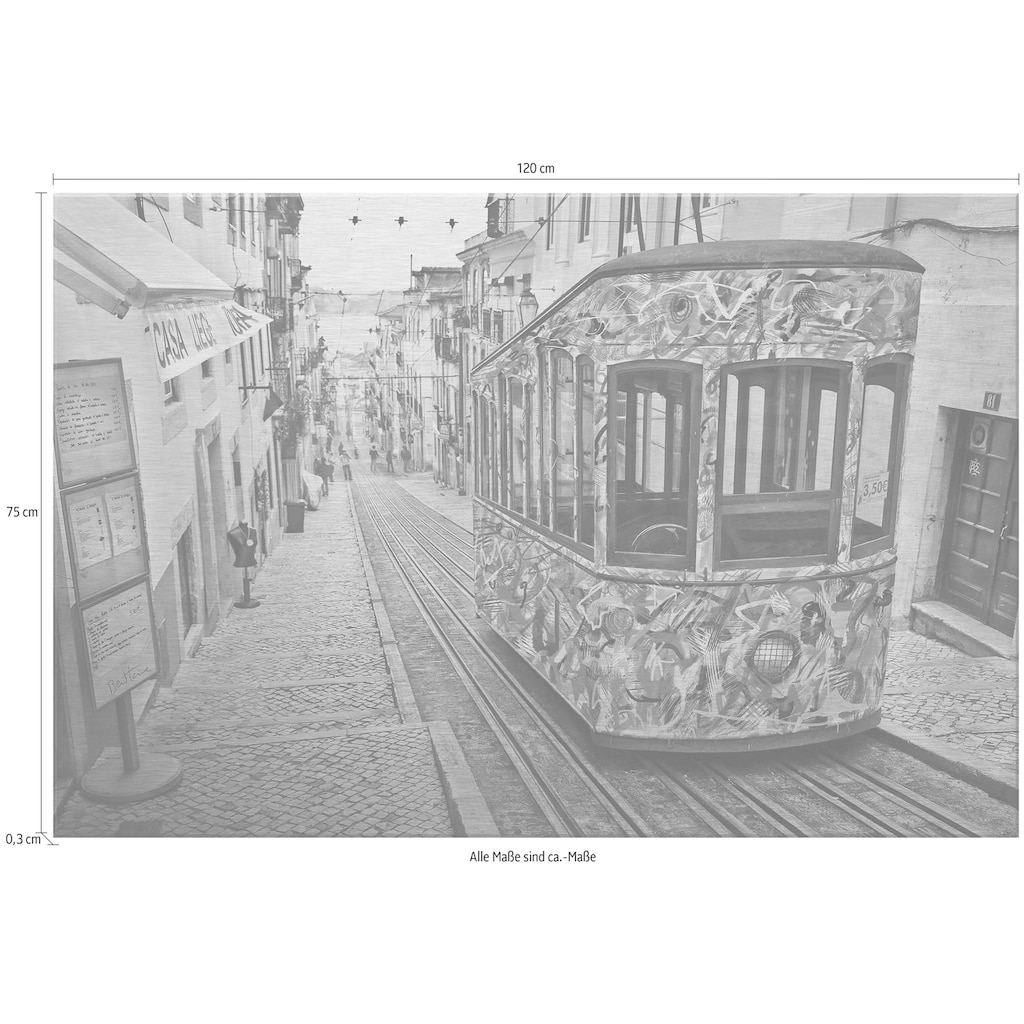 Wall-Art Metallbild »Ben Heine Tram in Lissabon«, Gebäude